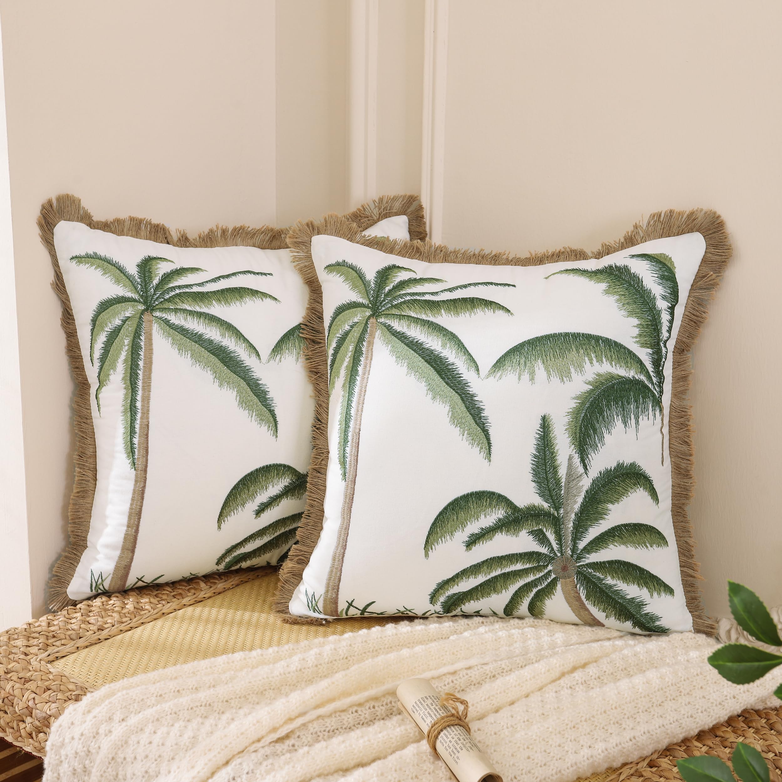 Boho Kissenbezüge 4er Set – Abstraktes Gesicht-Design, Samt, 50x50 Cm, Mit Reißverschluss