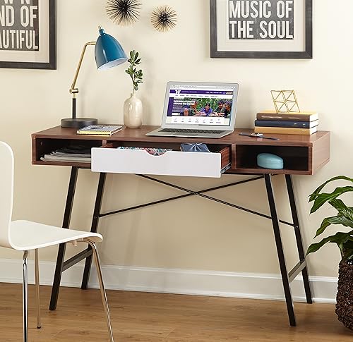 Miniatura 4 de Target Marketing Systems - Escritorio Edison con cajón, mesa moderna de mediados de siglo para computadora con almacenamiento para el hogar,