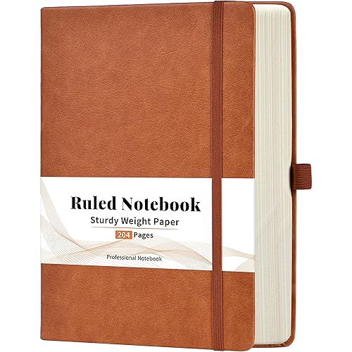 Notebook – Journals for Women, Notebook with 204 Numbered Pages, 5.8" x 8.4", Journals for Writing with Thick Paper, Leather Journal with Inner Pocket, College Ruled Notebooks, Hardcover, Lined -