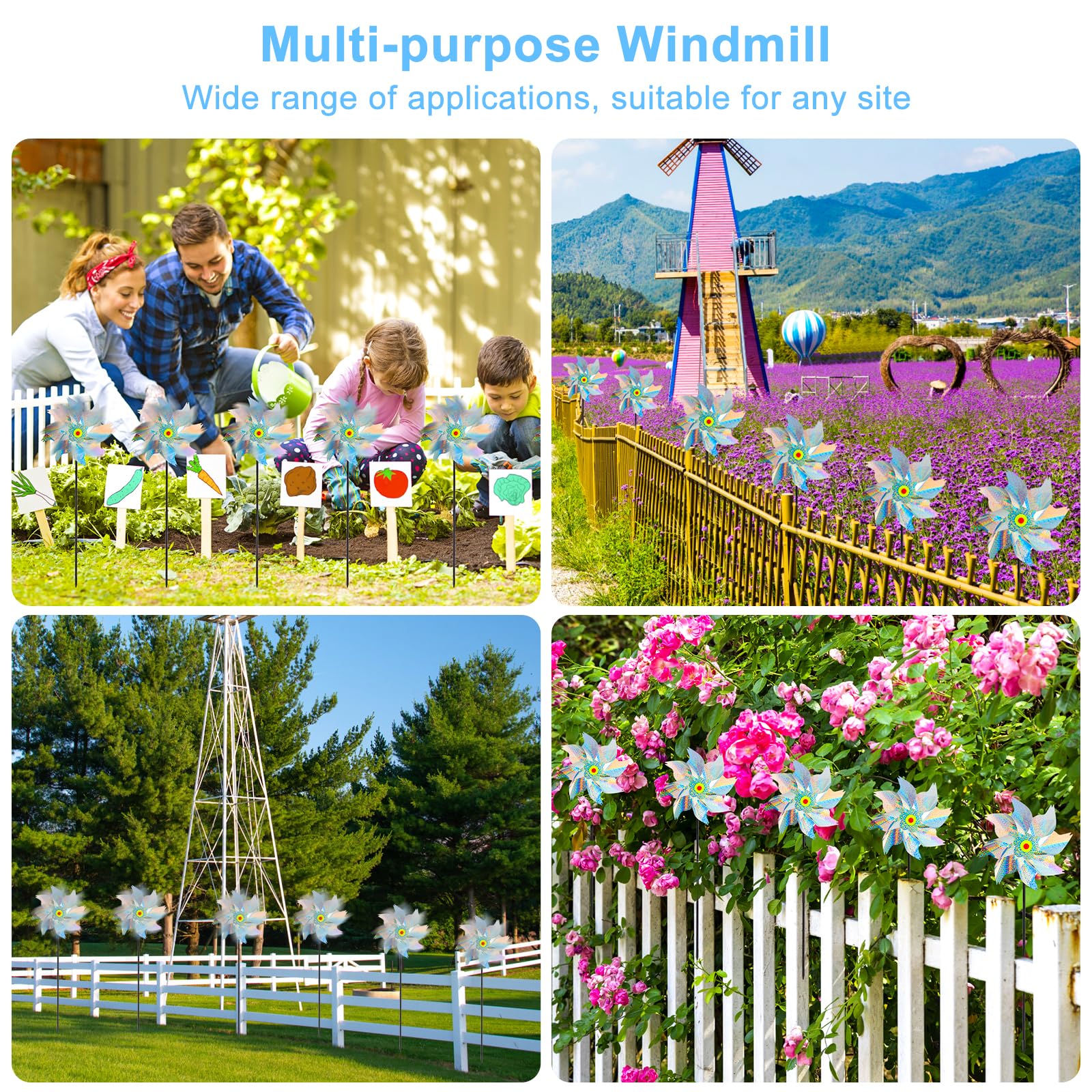 6 Piezas Molino de Viento para Huerto, Molino de Viento Repelentes de Pájaros, Molinillos de Viento para Pajaros, para Control de Aves Decoración para Jardines Huertos Patios