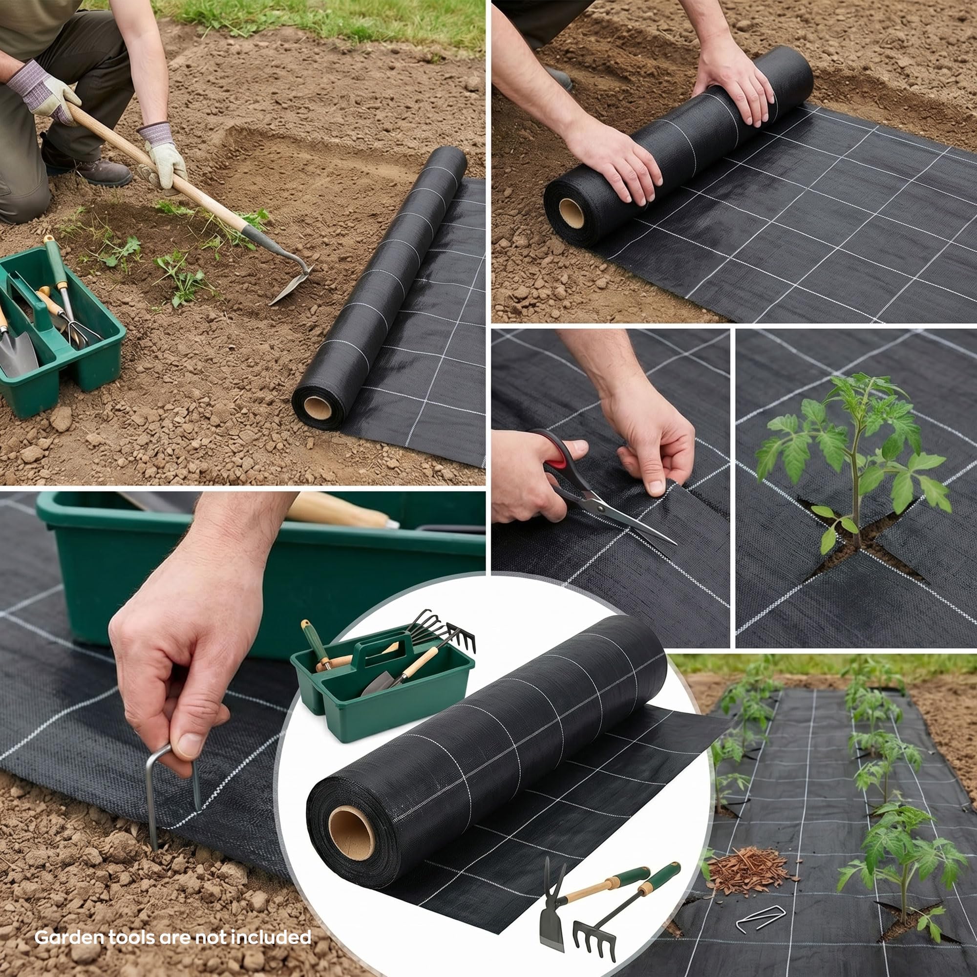 BOUDECH® Nyumput - Telo Pacciamatura 100x2,10 m 100Gr/mq Tessuto permeabile antierbacce antialga con Rivestimento Anti-UV per orto Giardino Nero