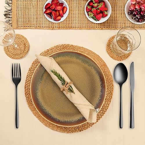 Miniatura 2 de Eco Crave Juego de 4 manteles individuales redondos de yute, naturales de 13 pulgadas, estilo bohemio, rústico, tejido a mano para decoración de