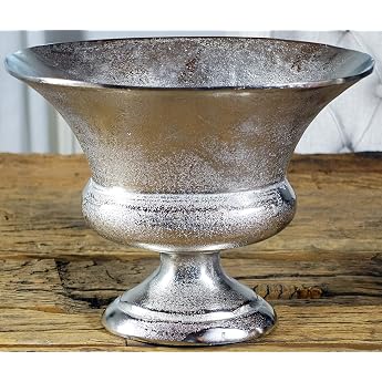 MichaelNoll Vase Flower Vase Trophy Vase Decorative Vase Aluminium Silver Luxury Decorative Modern Metal Living Room and Kitchen M 38 cm
