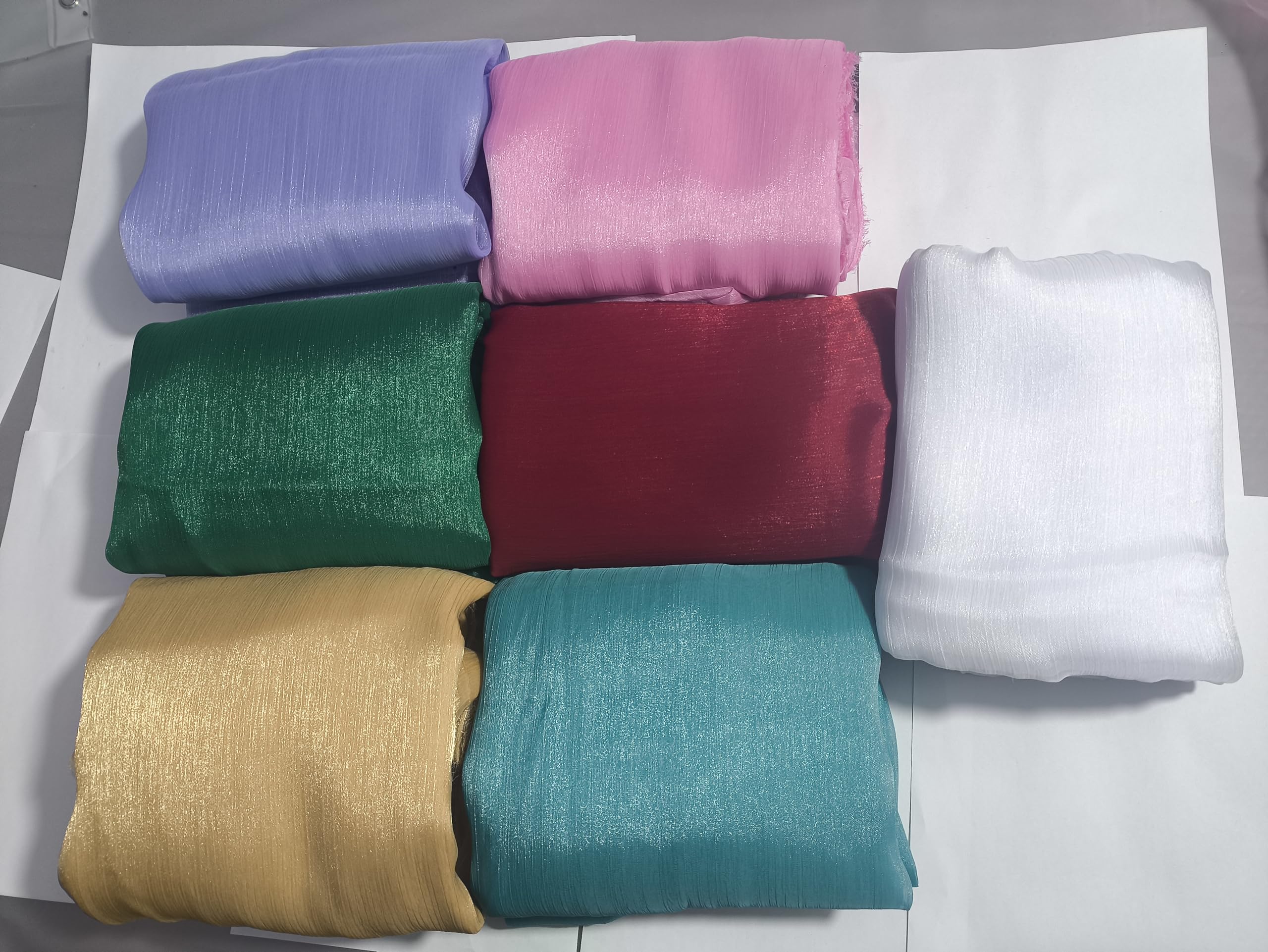 Tela de organza arrugada de 11 yardas de largo y 59 pulgadas de ancho, perfecta para proyectos de tela de seda, decoraciones de boda, calcomanías de fiesta, manualidades y diseño de moda (azul)
