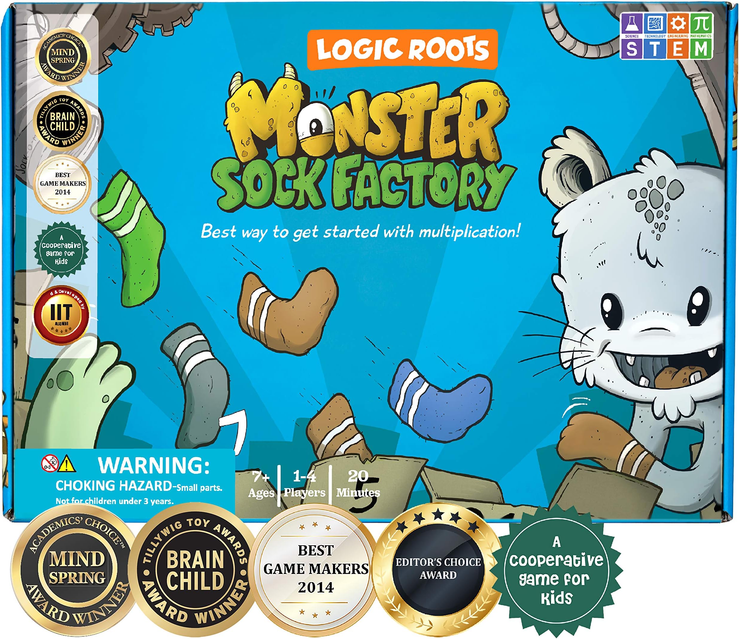 Monster Sock Factory Multiplication and Division Game - Fun Math Board Game for 6-10 Year Olds, Easy to Play STEM Toy for Kids at Home, Learning Gift for Girls & Boys, Grade 1 and Up