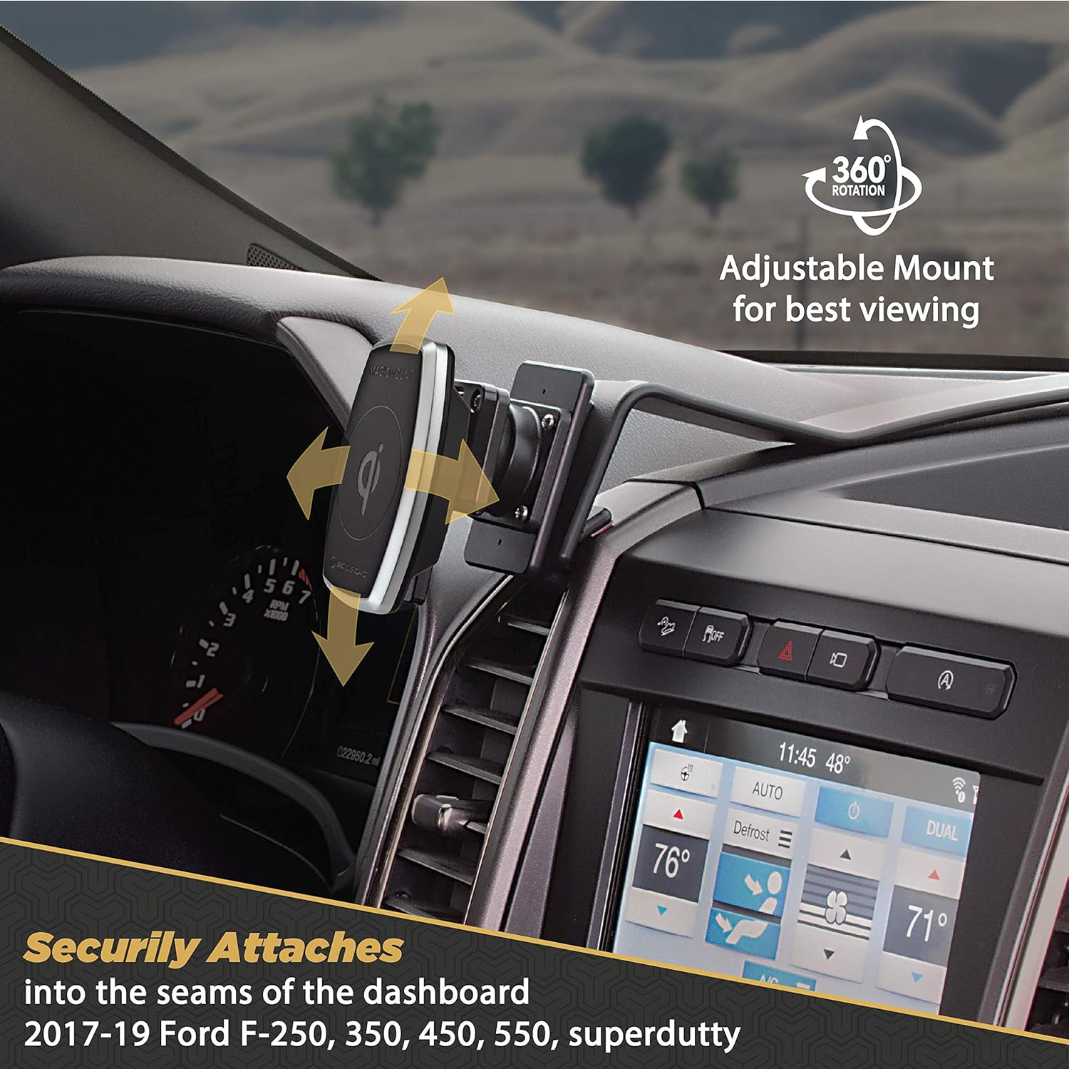 70% оƒƒ Evеrуthіng SCOSCHE Compatible with Select 2017-2021 Ford F-250 - 550 Super Duty and 2018-2021 Expeditions ProClip Center Mount with Qi-Certified Charger PCQIFD02