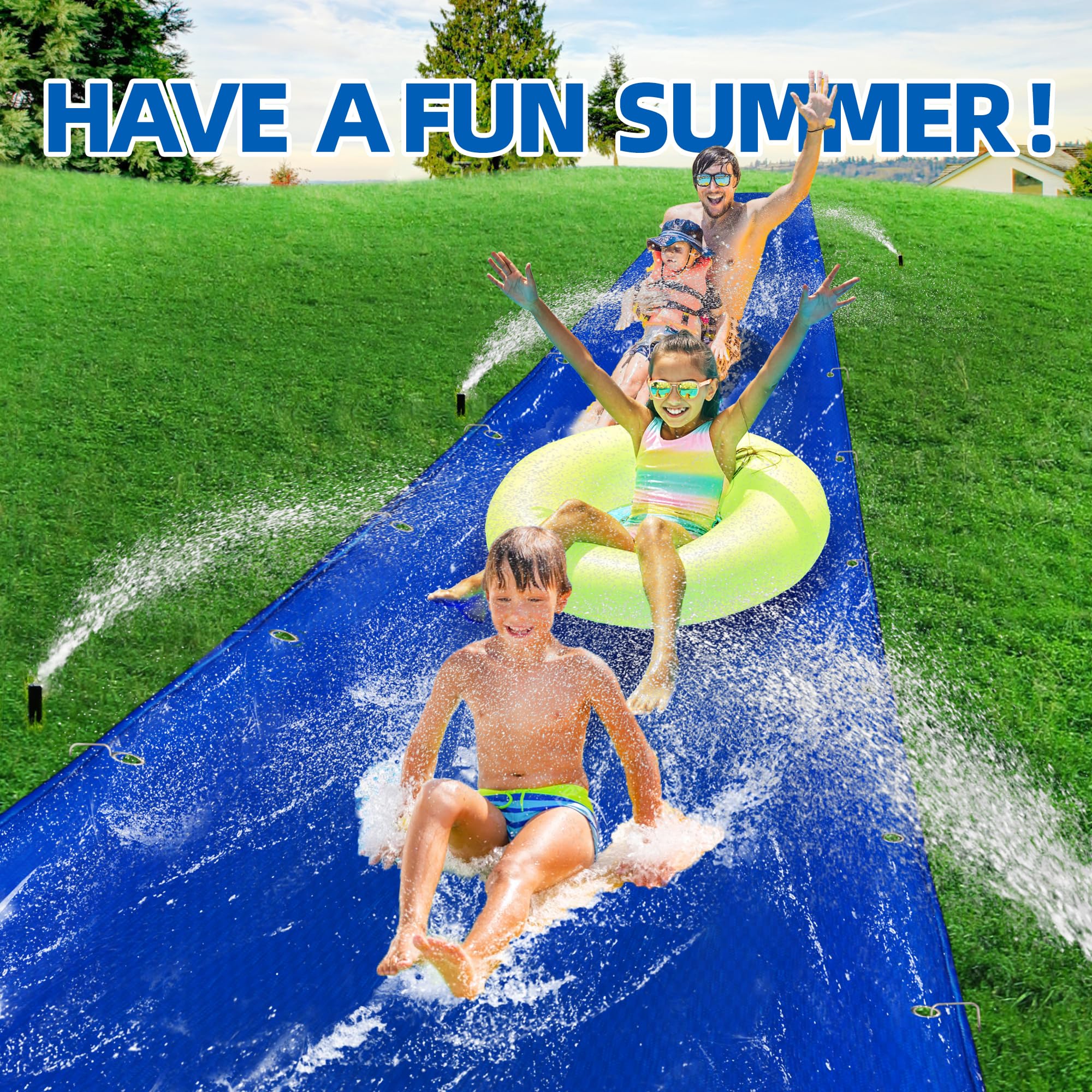 Slide O Fun Dual Lane Slip And Slide 18ft - For Kids & Family Summer Fun Backyard ...