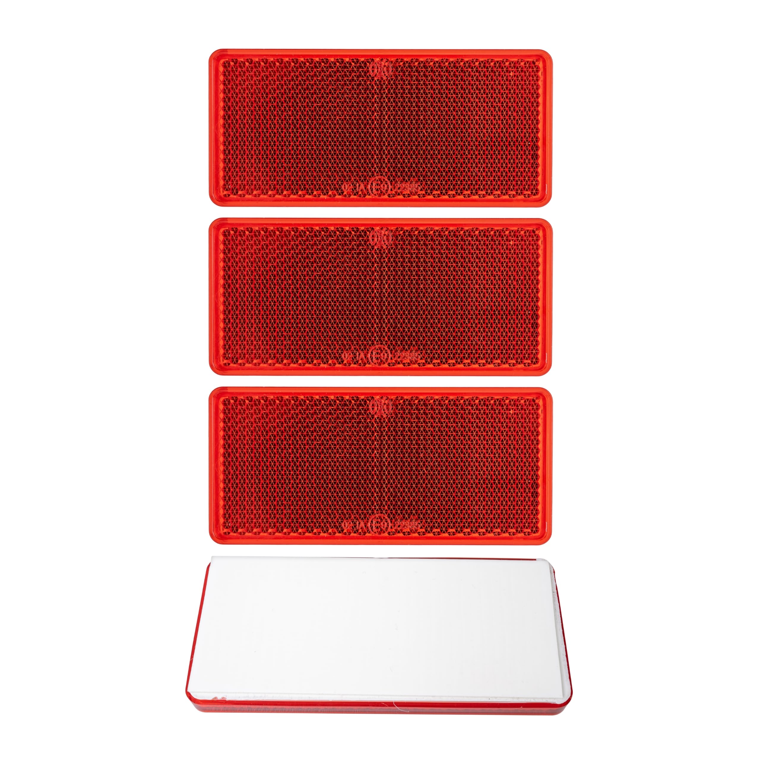 Reflectores para Pegar, 4 Uds, Rojo, 94 x 44 mm, Marca de E, Reflector de Seguridad Remolque, Caravana, Poste, Captafaro, Derecho e Izquierdo, Reflector de Remolque Estándar, Catadioptrico Rojo - 2