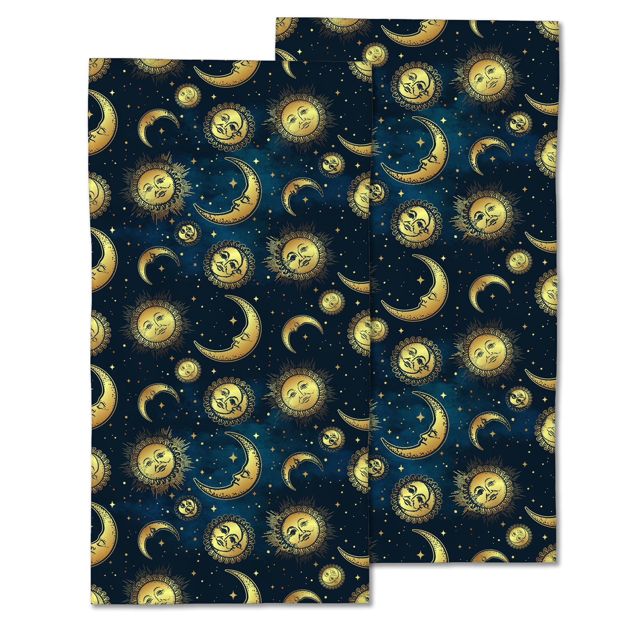 CXULIN 2 Pack Hand Towels for Bath,Boho Celestial Moon Sun Decorative Towels Highly Absorbent Soft Towels for Bathroom Beach Kitchen Spa Gym Face