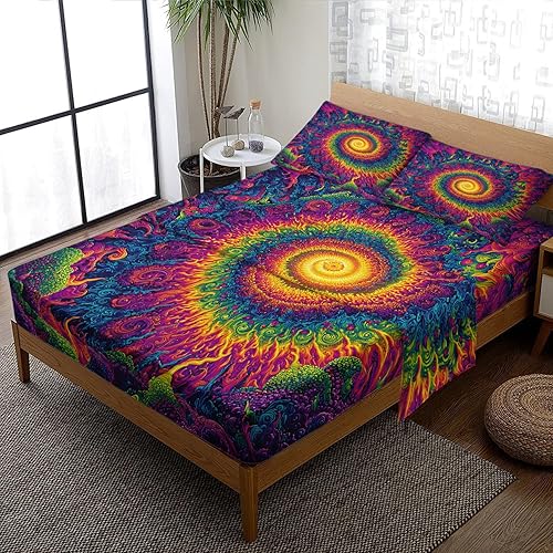 Miniatura 33 de Retro Sunset Sheets Split King Size Sheet Set, Neon City Vaporwave Bed Sheets Bedroom Decor, Cyberpunk Bedding Sheets & Pillowcases 5 Piece, Deep