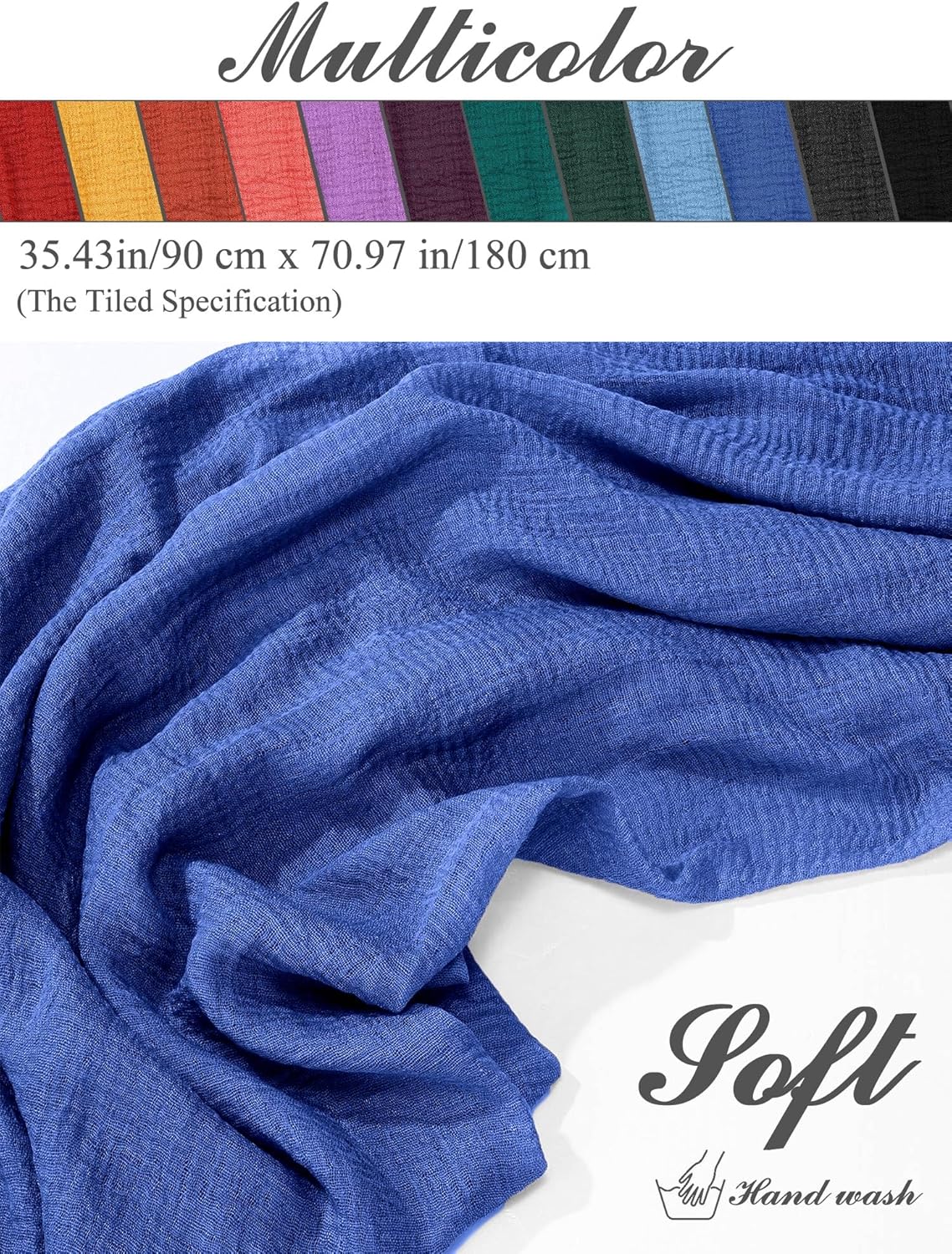 SATINIOR Hijab Scarf for Women Soft Cotton Head Scarf Long Head Wraps Lightweight Shawl Turban for Women 35.5 x 70.9'' - Image 3