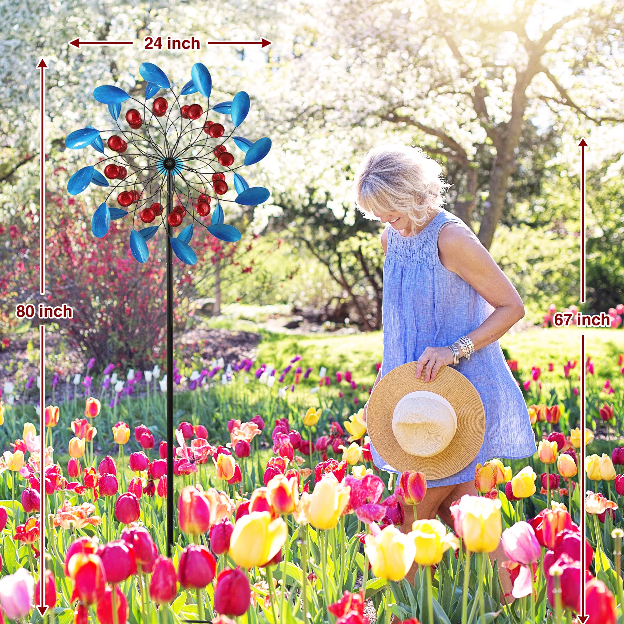 Garden Mile Zonne-energie Wind Spinner Extra Grote Wind Sculptuur LED