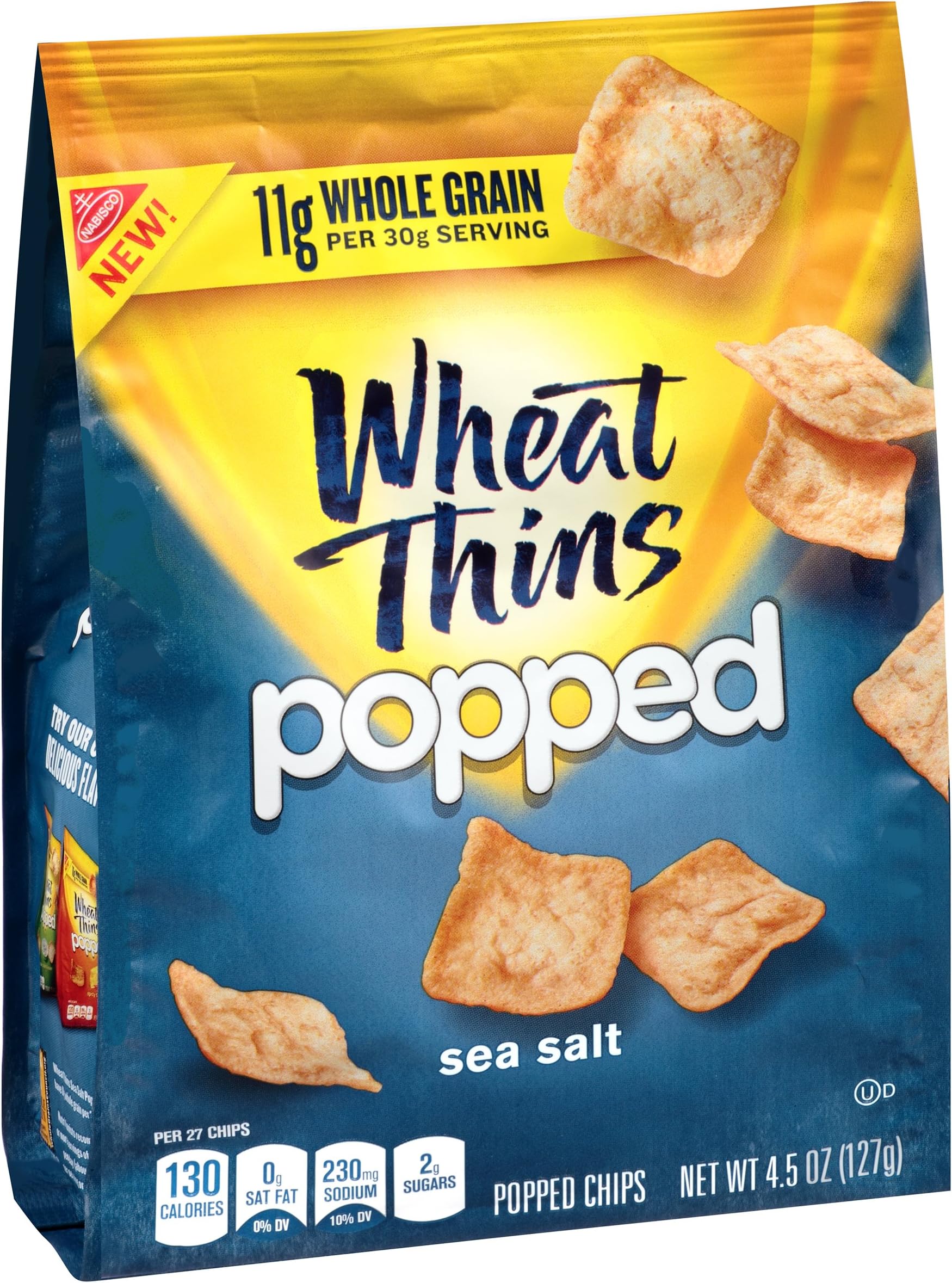 Wheat Thins Popped Chips, Sea Salt, 4.5 Ounce Bag (Pack of 9)