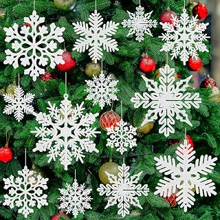 48 Pcs Snowflakes Christmas Decorations Snowflake Ornaments for Christmas Decorations Indoor Winter Wonderland（White）