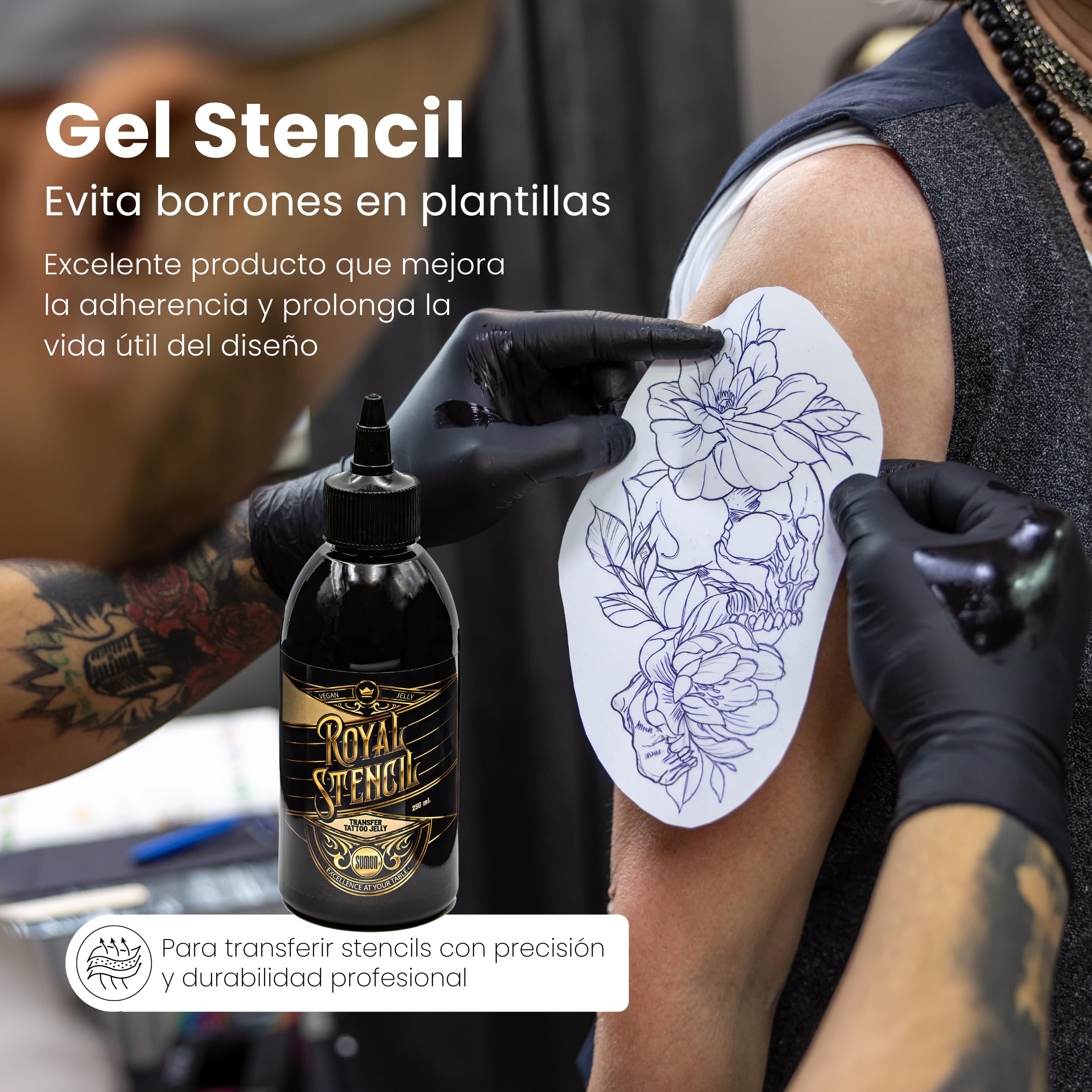 SUMUN TATTOO - Royal Stencil | Stencil Tattoo Transfer Profesional | Gel Vegano Sin Colorantes Ni Aromas | Stencil Stuff Compatible Con Papel De Calco | Transfer Tattoo Preciso Para Tatuajes