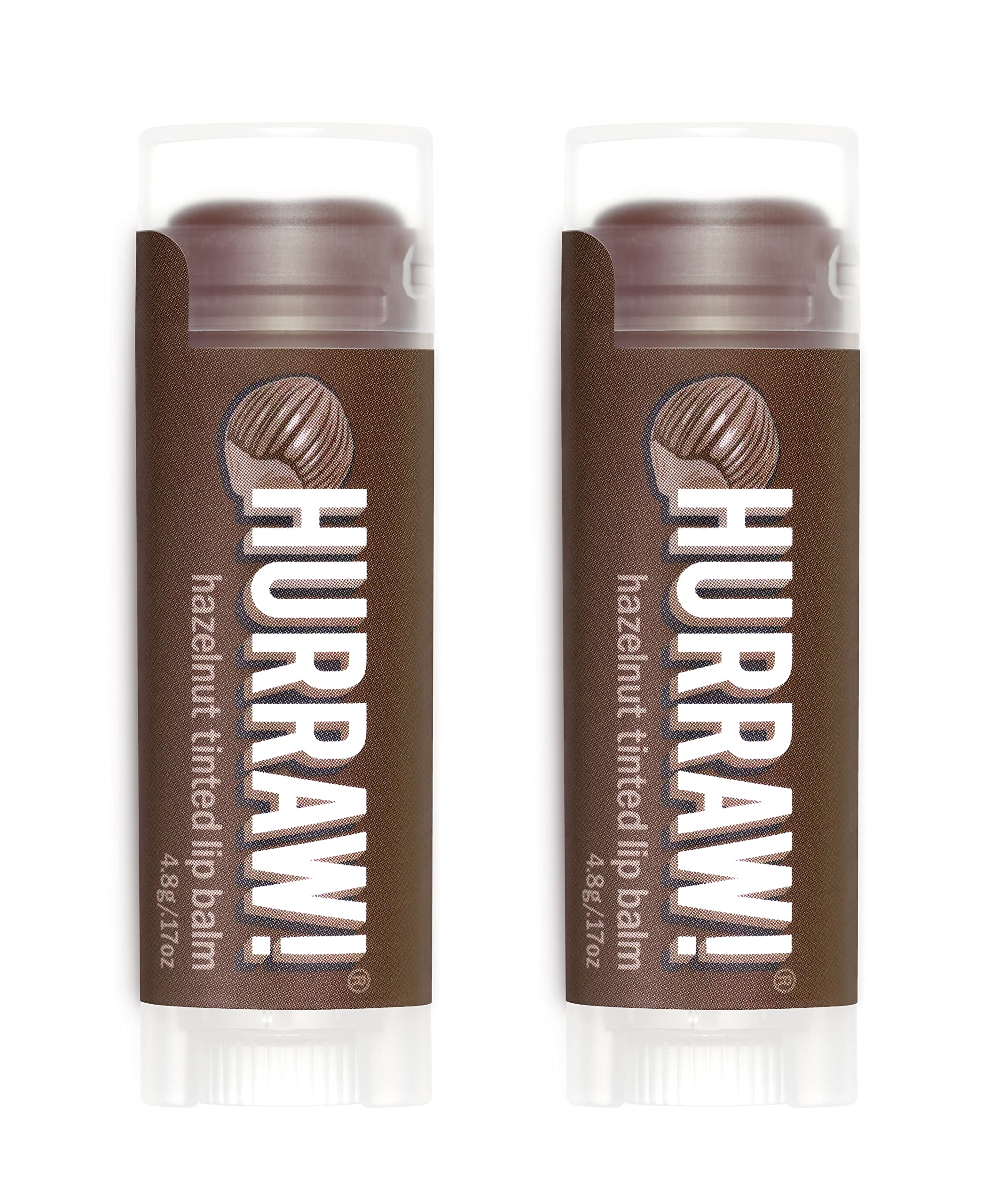 Hurraw! Hazelnut Tinted Lip Balm, 2 Pack: (Sheer Brown Tint) Organic, Certified Vegan, Cruelty and Gluten Free. Non-GMO, 100% Natural Ingredients. Bee, Shea, Soy and Palm Free. Made in USA