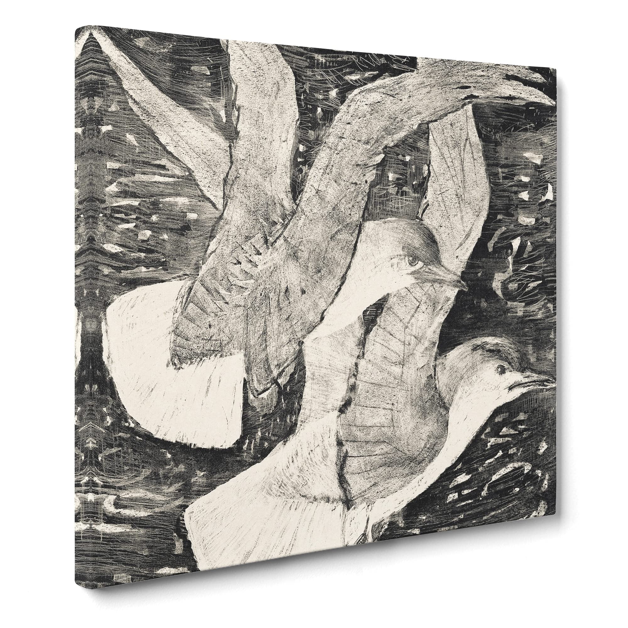 Two Flying Seagulls by Theo van Hoytema Canvas Print, Mixed, 35L x 35W cm
