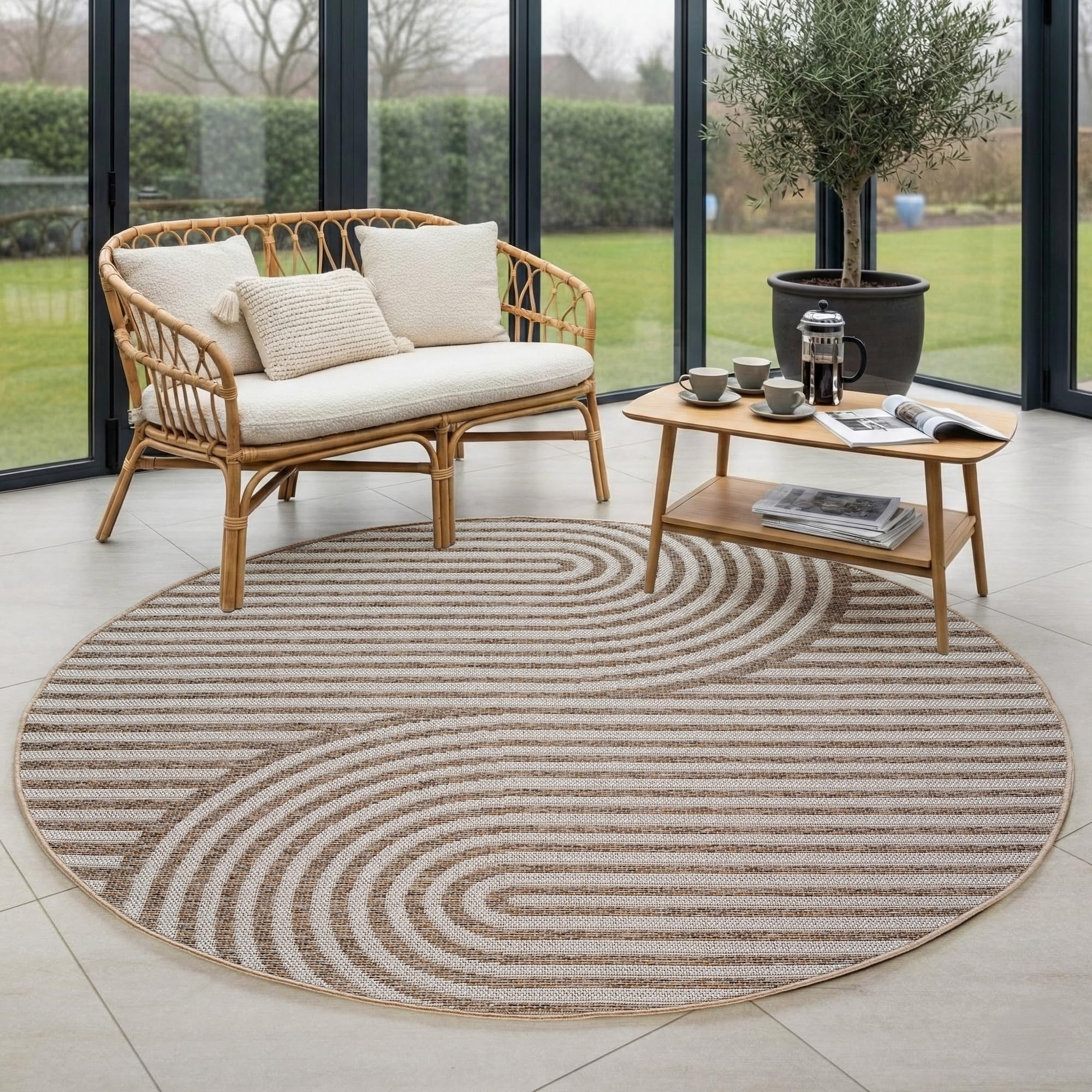 Carpettex Outdoor Teppich wetterfest Balkon, Terrasse, Garten Skandi Boho-Design