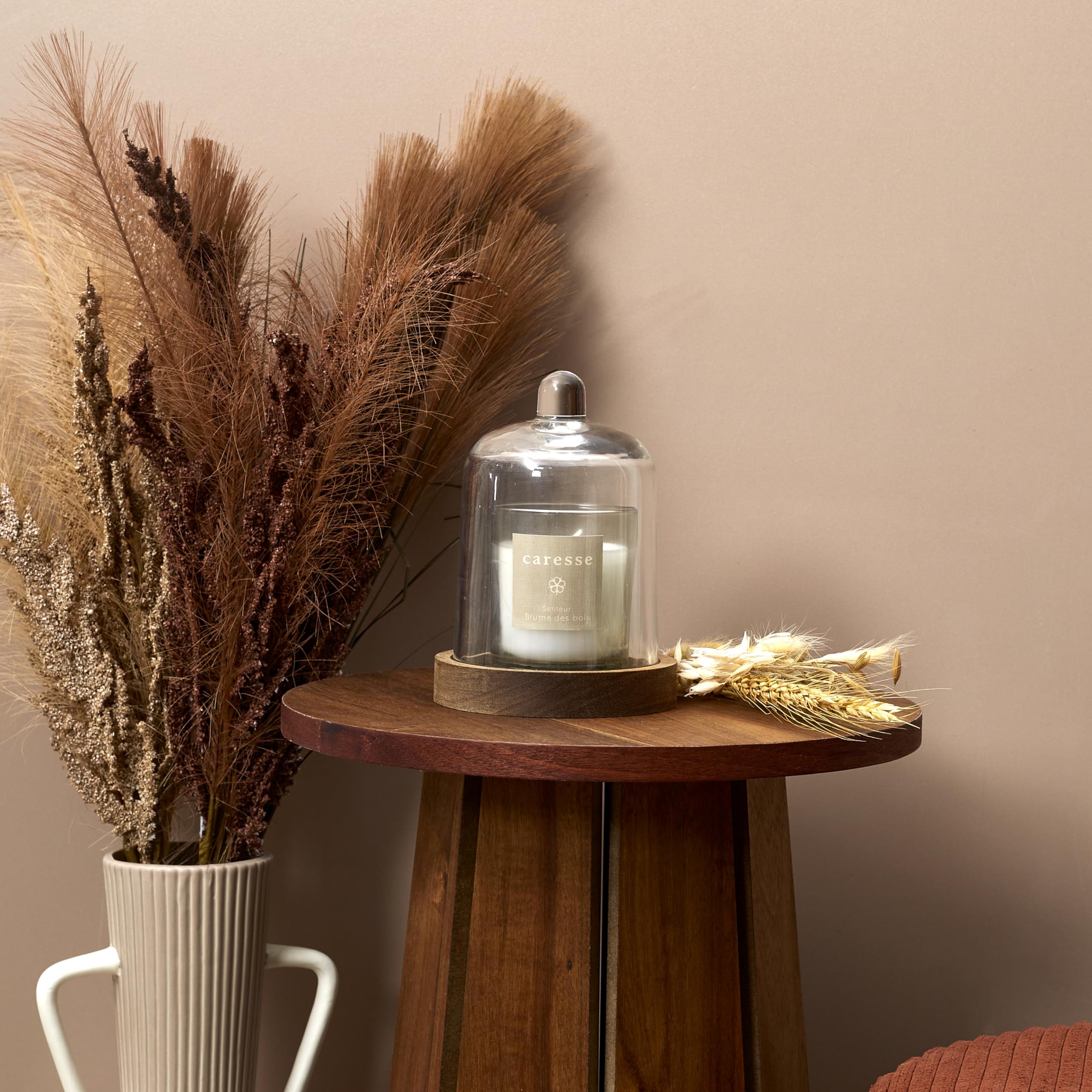 HOME DECO FACTORY, BO0080, Świeca zapachowa pod dzwonek Softness, elegancki design, kojący zapach „Wood Mist”, idealna do relaksu i dekoracji, rozmiar 10 cm, kolor przezroczysty
