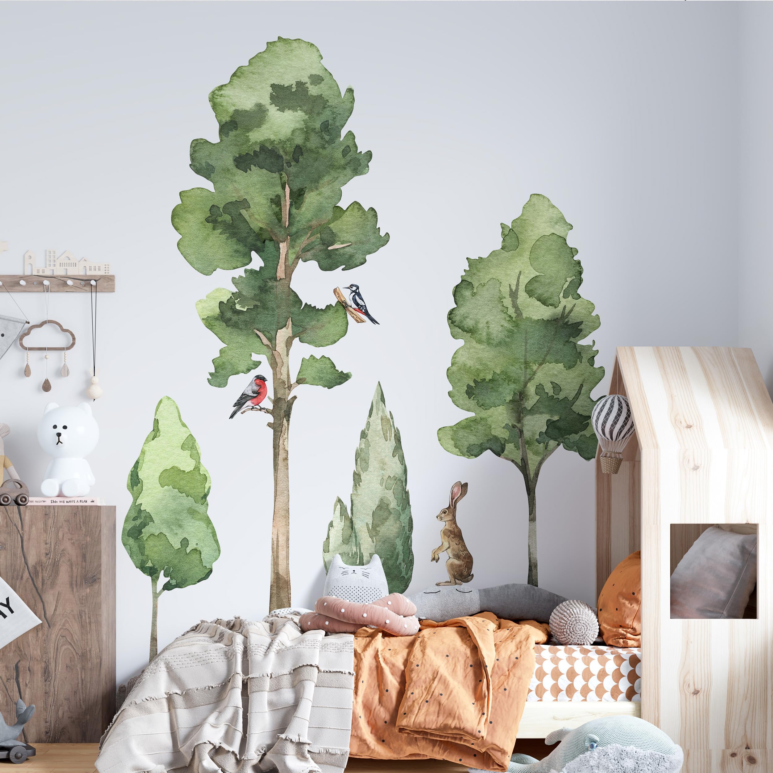 Sticker mural géant arbre XXL déco chambre enfant forêt animaux