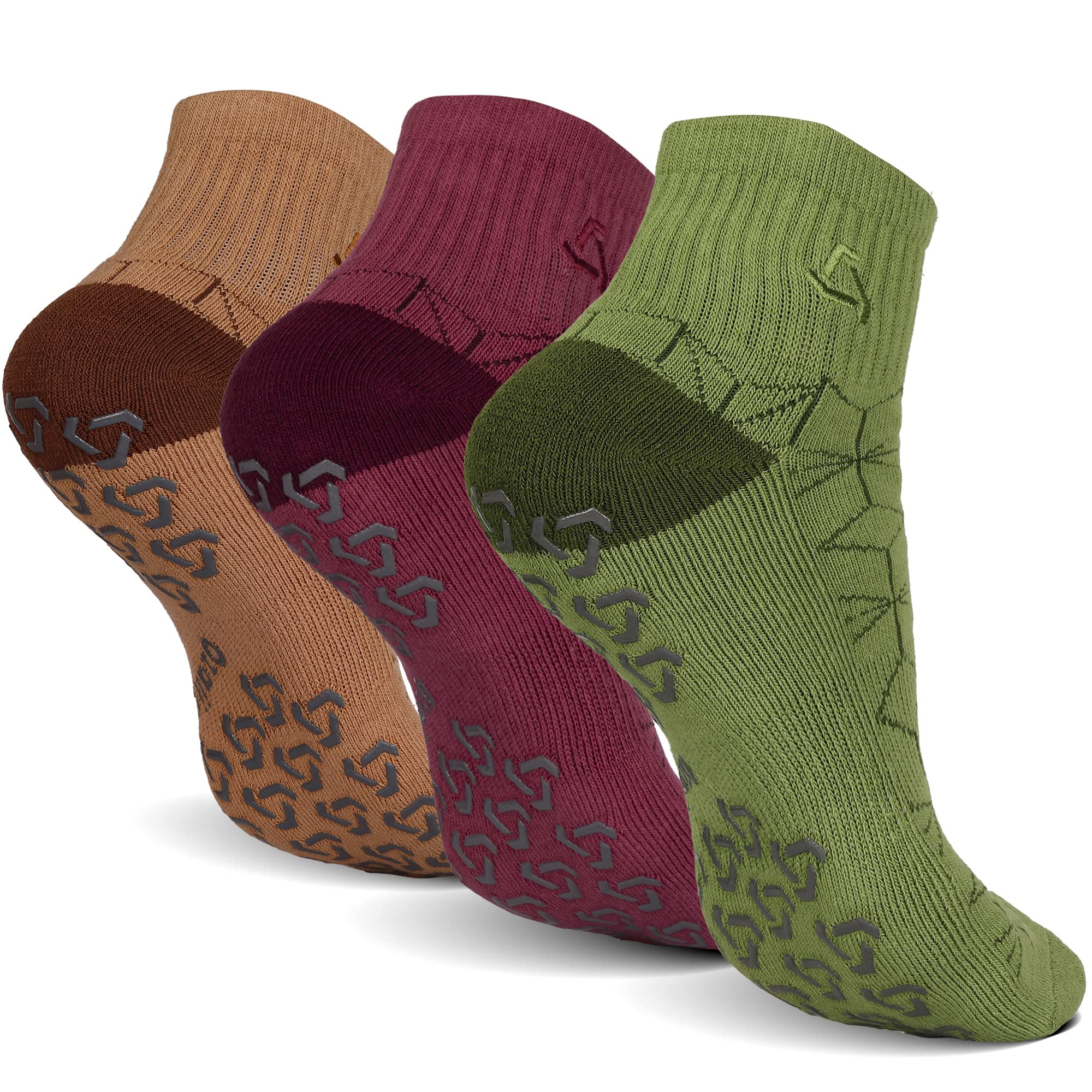 Ozaiic Pilates Socks Non Slip Cushion Grip Yoga Barre Hospital Men Women