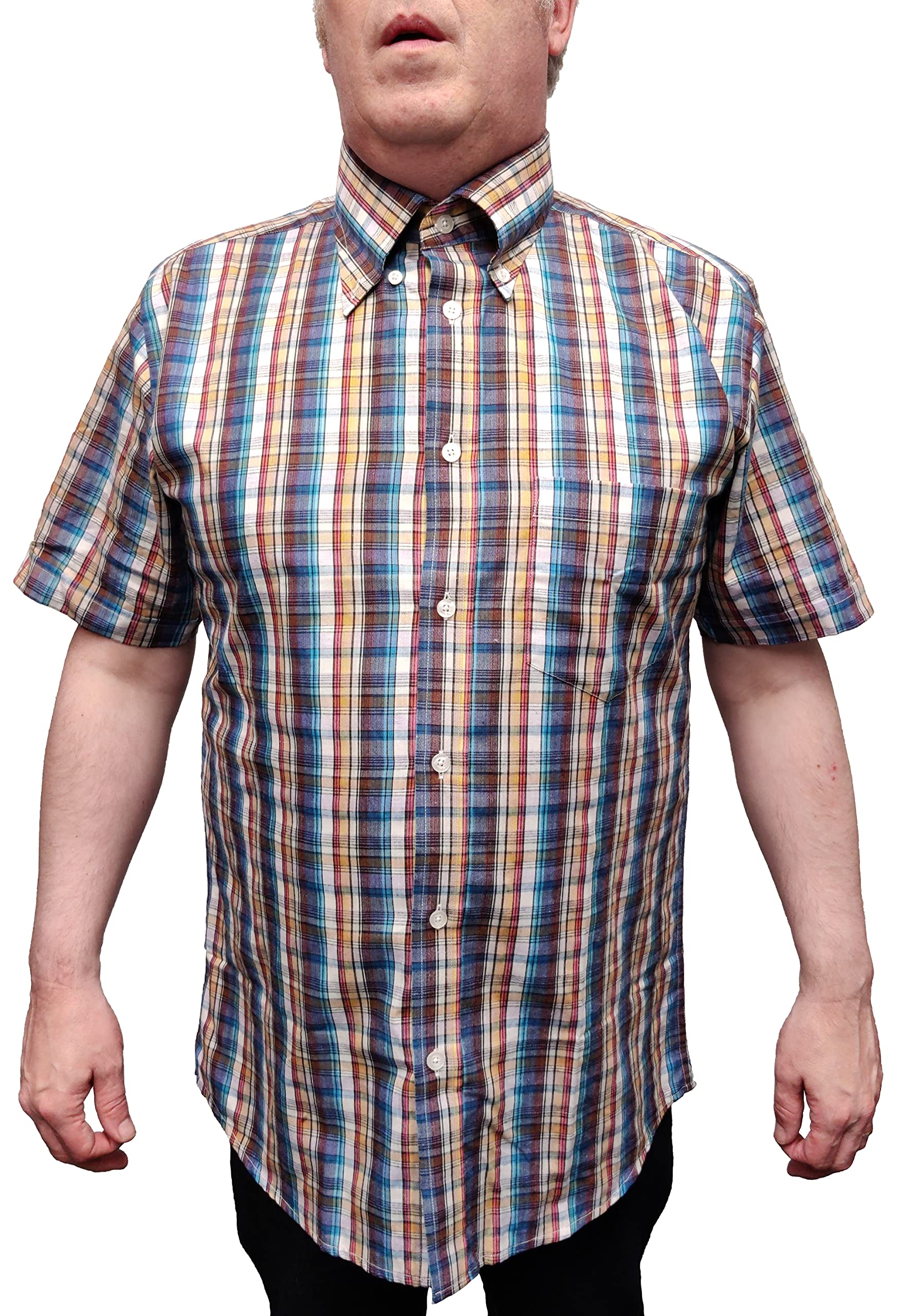 Mazeys Mens Ikon Original Checked Shirts (Small, Blue)