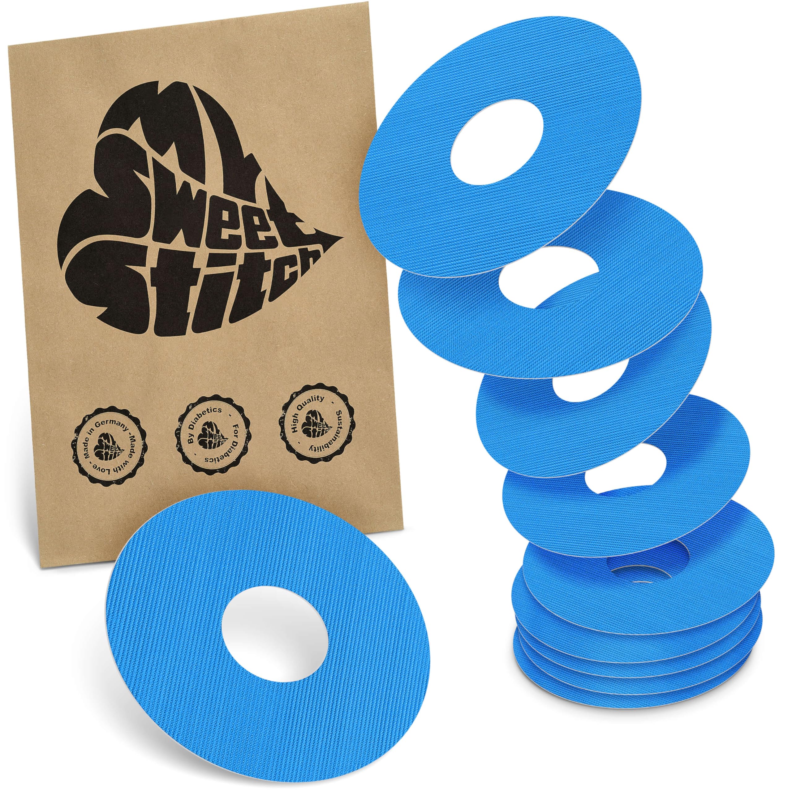 MySweetStitch, 10 x Freestyle Libre 3 Round Patches, Ring Patch diameter 60mm, Inner diameter 20mm, Waterproof, Breathable