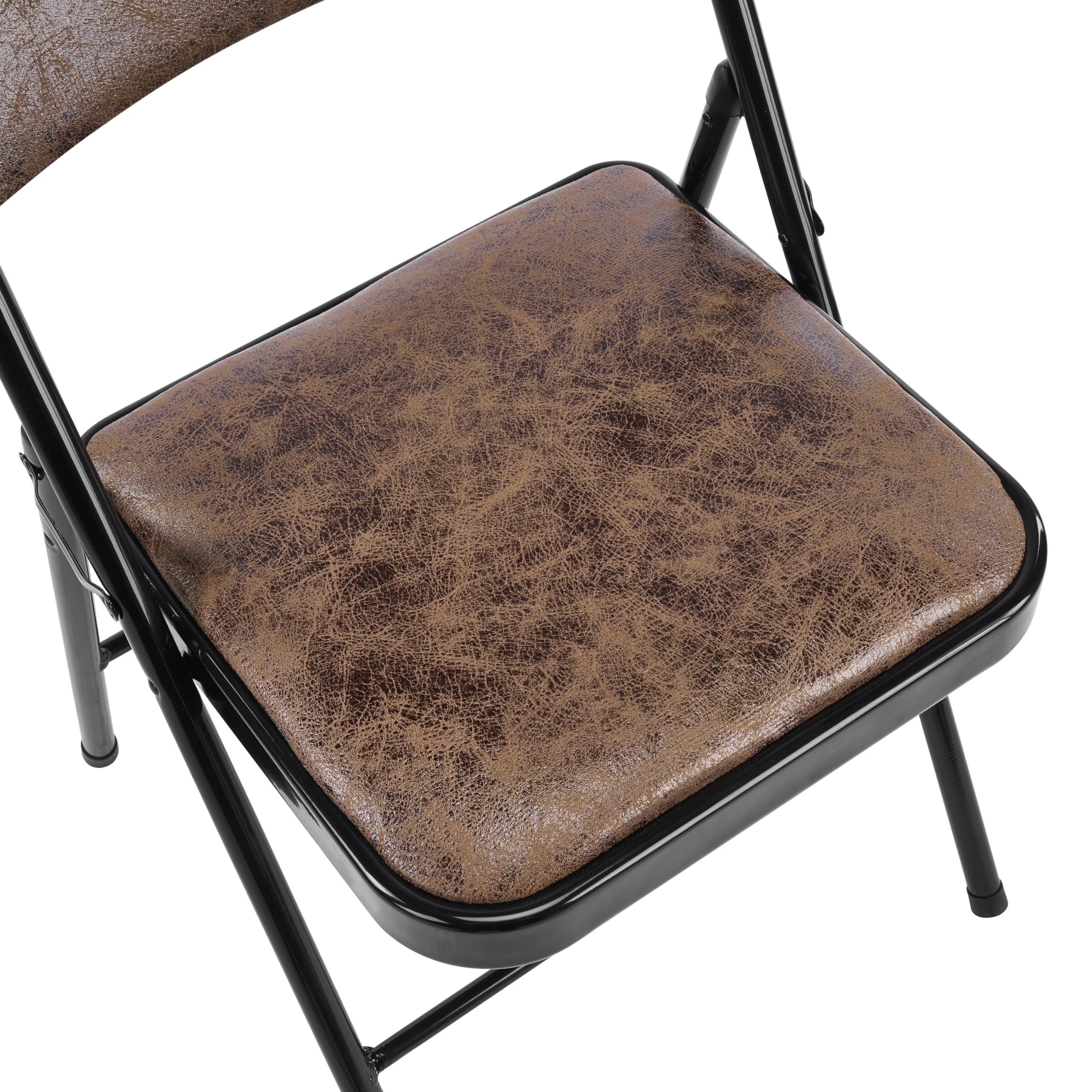 Balama Lot de 2 chaises Pliantes, rembourrées, avec Cadre en métal et Tissu, Peu encombrantes, Charge maximale : 150 kg, pour Jardin, Cuisine, Bureau, Marron/Noir