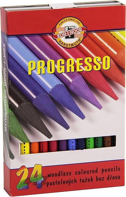 KOH-I-NOOR Progresso Woodless Coloured Pencil Set (Set of 24)