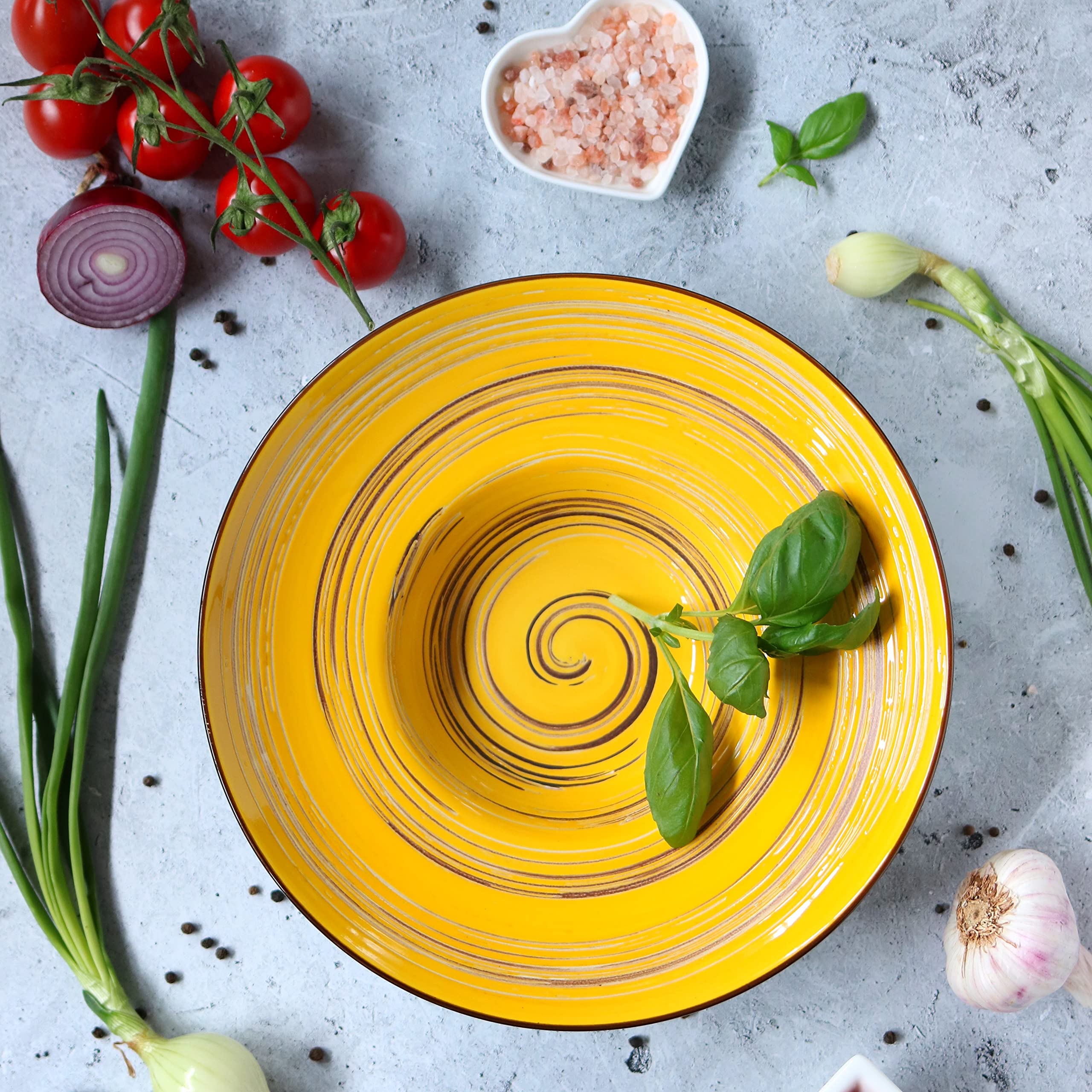 Wilmax Spiral - Juego de 2 platos hondos (2 unidades, elegantes, modernos, duraderos, seguros, porcelana esmaltada, resistente a los arañazos, apto para lavavajillas, para sopas, ensaladas, diámetro: