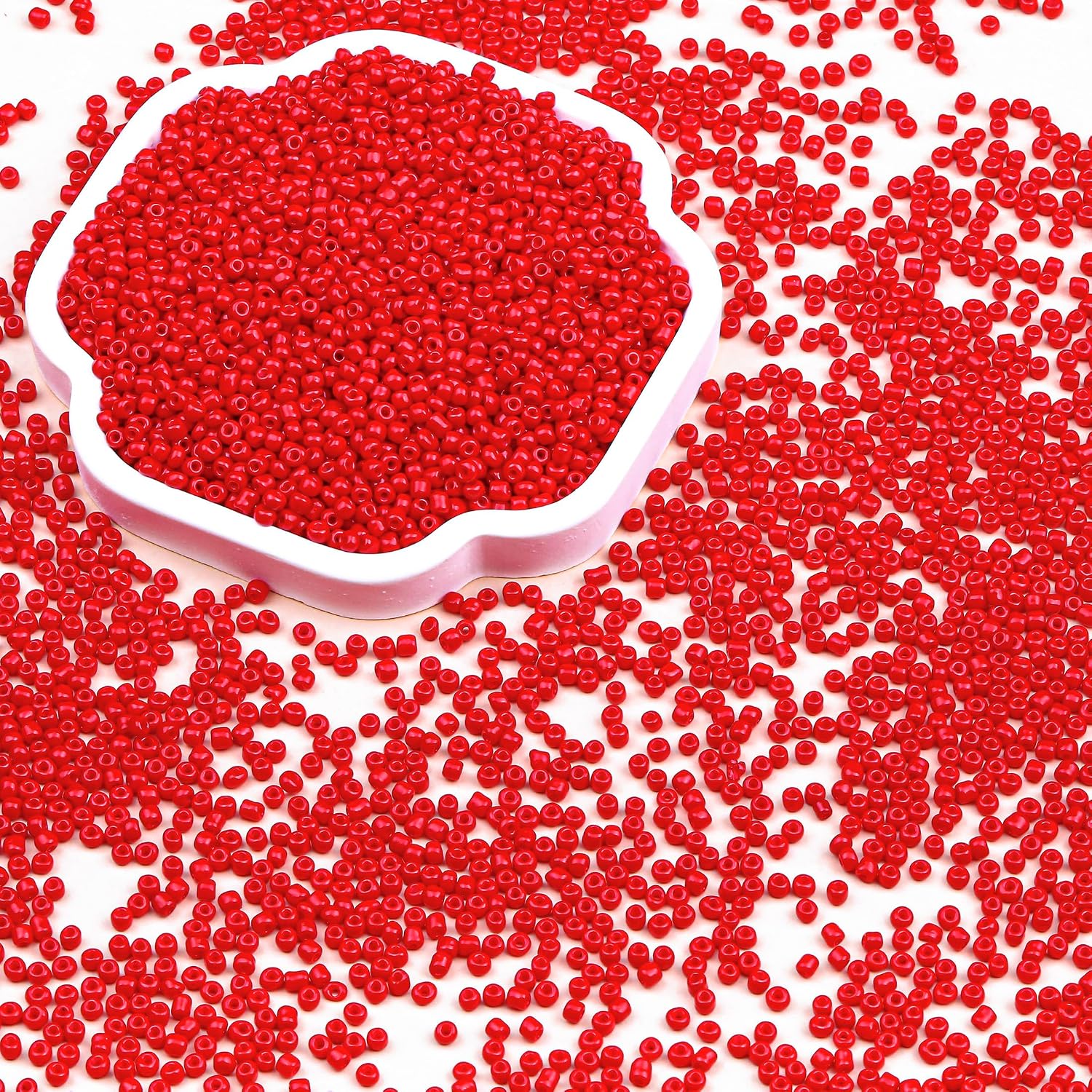 2150pcs 4mm Glass Seed Beads Bulk, 6/0 Mini Pony Round Bead for Jewelry Making Tiny Craft Small Glass Seed Beads for Jewelry Making Bracelet Wrist Necklaces(Red) image 2