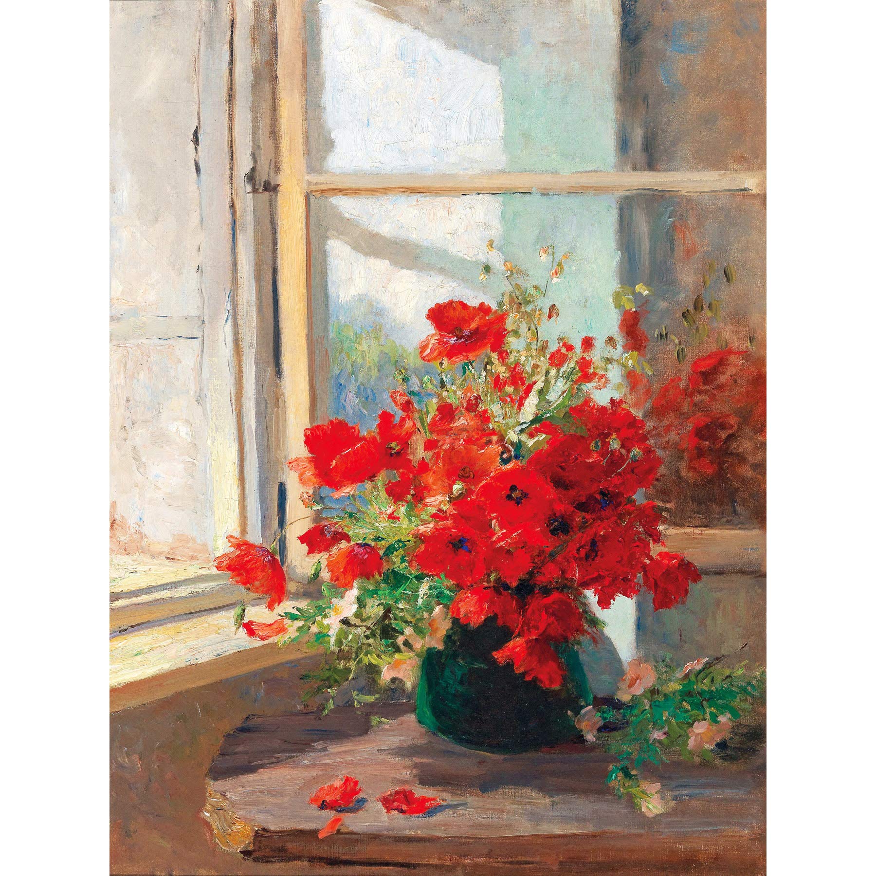 Artery8 Florian Bouquet Poppies Window Flowers Painting Large Wall Art Poster Print Thick Paper 18X24 Inch