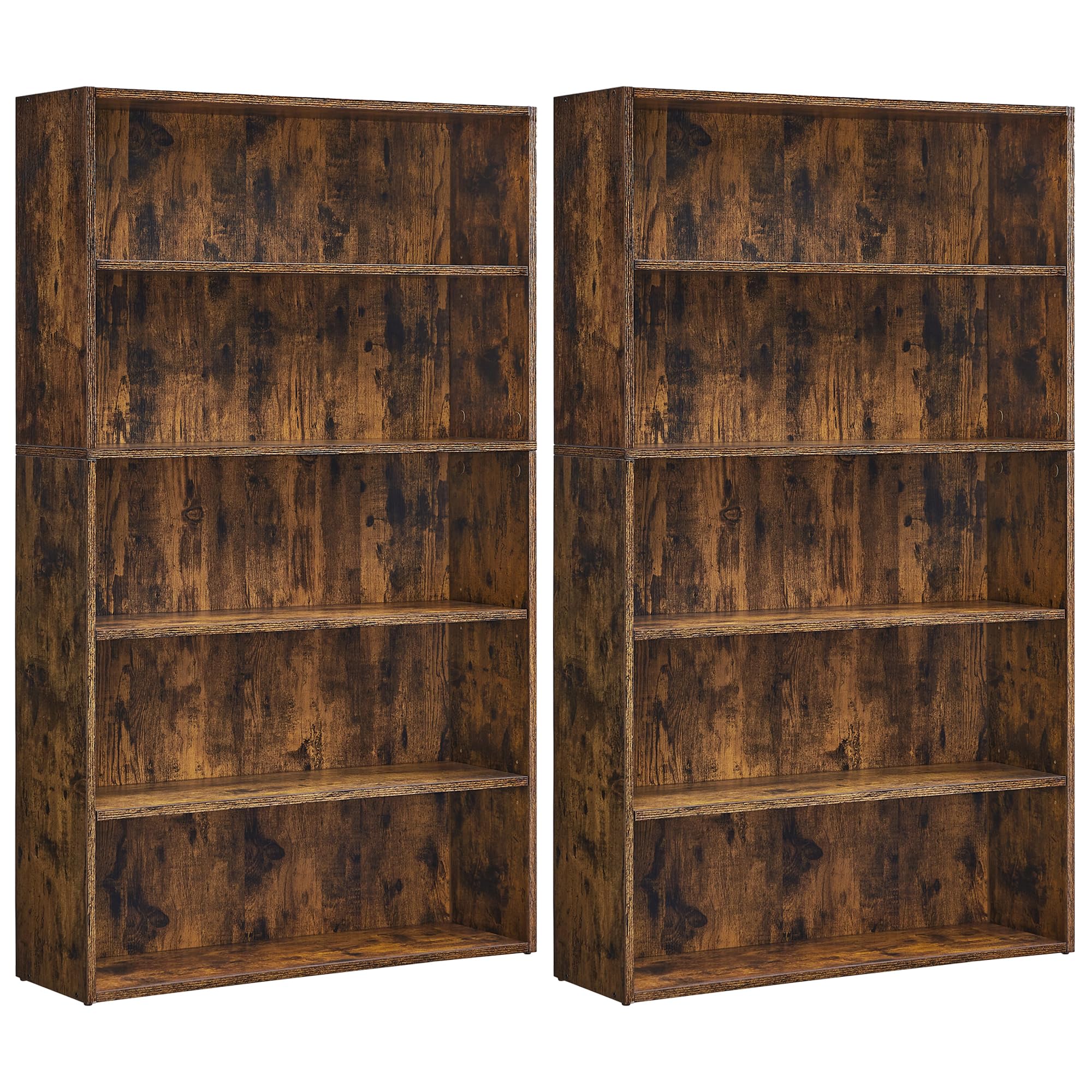 VASAGLE Set of 2 5-Tier Open Bookshelves, 30 Inches Wide