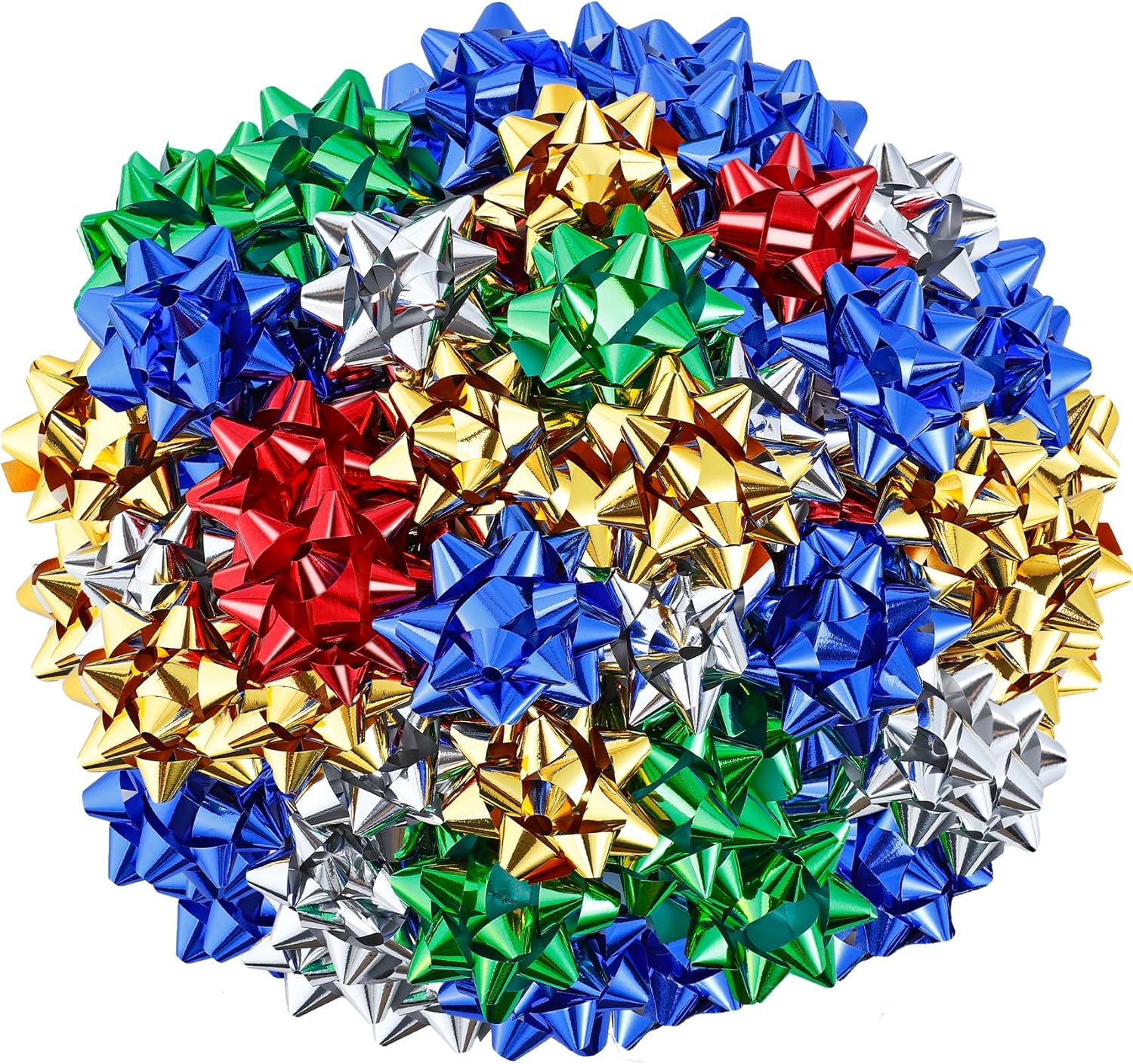 75 Pcs Christmas Gift Bows, 3 Inches Metallic Christmas Bows, Self Adhesive Gift Bow for Wrapping, Gifts Wrapping Bow for Holiday Birthday Party Favor Decorating Presents(5 Colors)