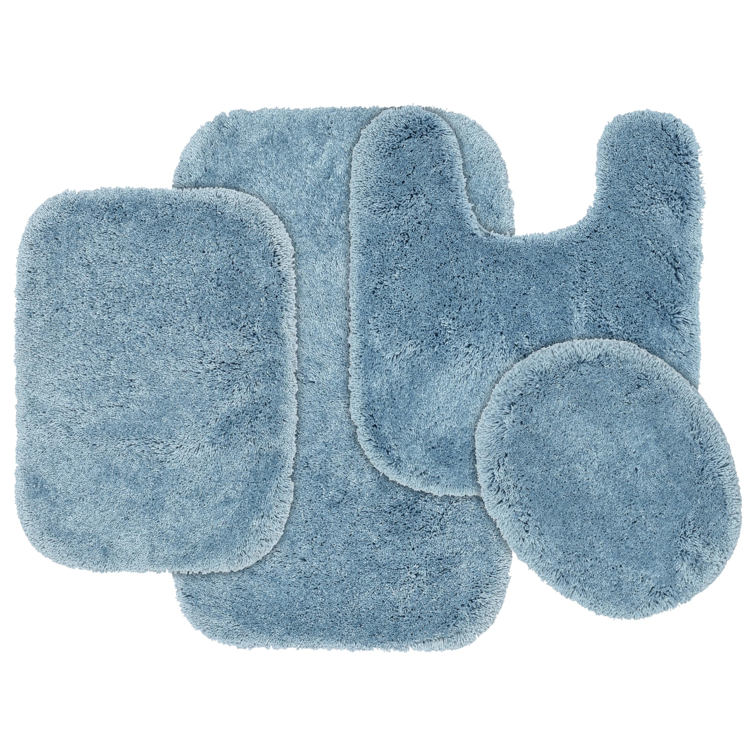 Garland Rug Finest Luxury Basin Blue 4-Piece Rug Set Ultra Plush Washable Bath Rug Set - Soft Absorbent