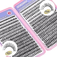 Vista 2 de Kit de extensión de pestañas para bricolaje, pestañas individuales con sello de pestañas y sello, kit de extensión de pestañas rizadas D, kit