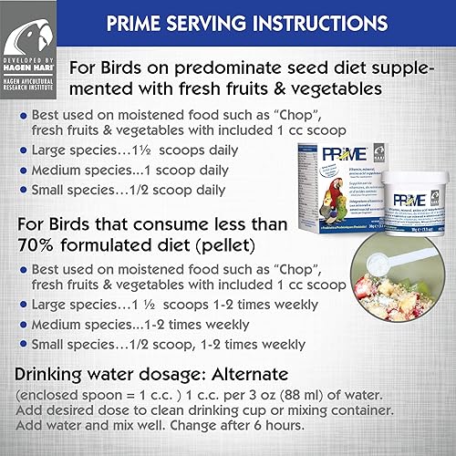 Miniatura 7 de Prime Parrot Suplemento vitamínico, mineral y aminoácido para aves que comen semillas, 11.3 onzas