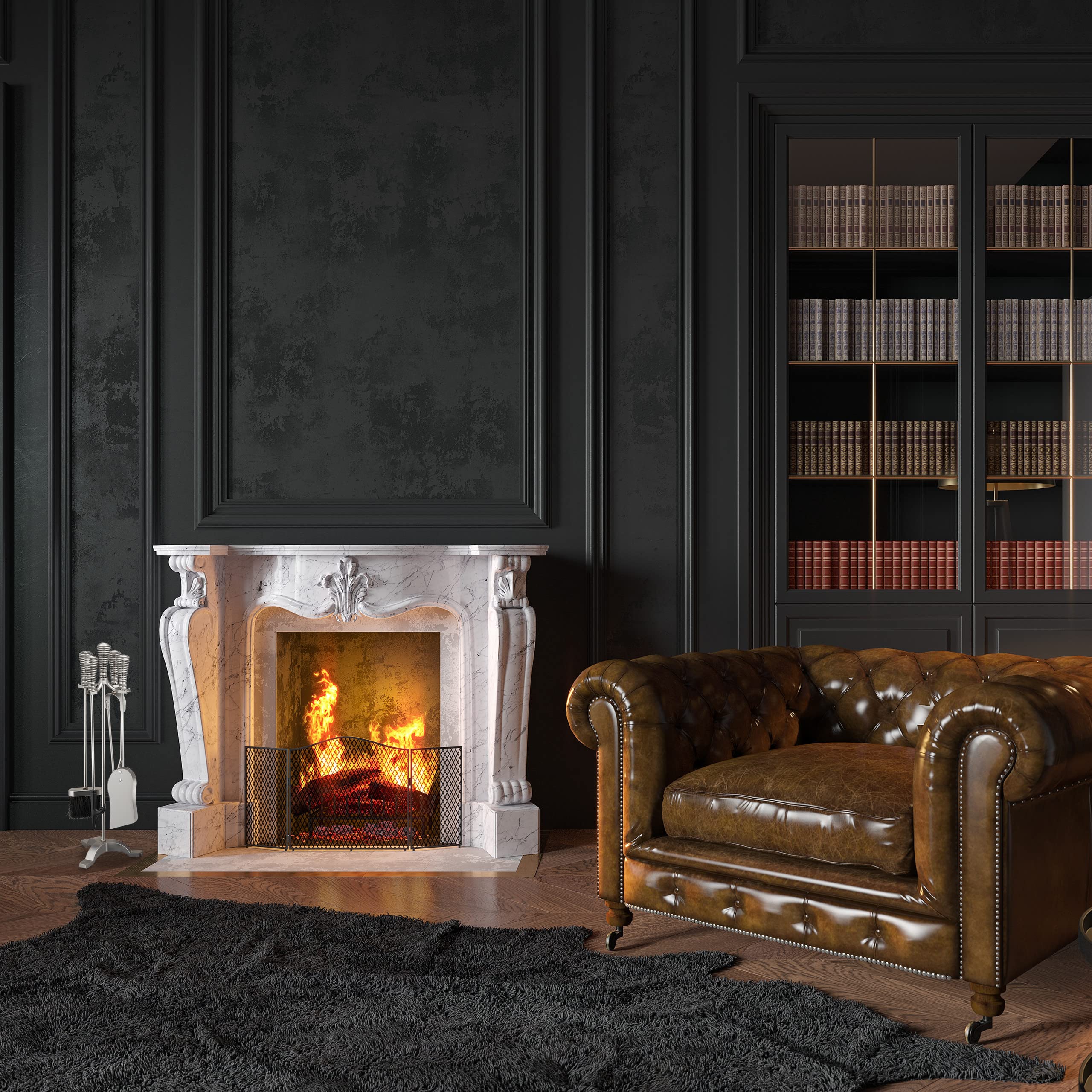 Luxe Haardset - 4 Delig - Zilver - Openhaard Set - Haardstel - Haardse