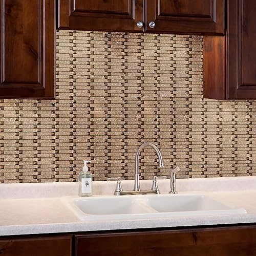 Miniatura 7 de Azulejos de protección contra salpicaduras para salpicaduras de cocina, azulejos autoadhesivos de metal, azulejos adhesivos para azulejos de baño,