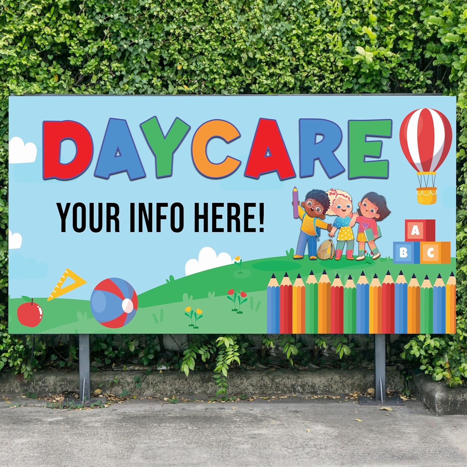 Daycare 13 oz heavy duty vinyl banner sign with metal grommets, advertising, flag, many sizes, custom banner, custom phone, Now Enrolling Banner School