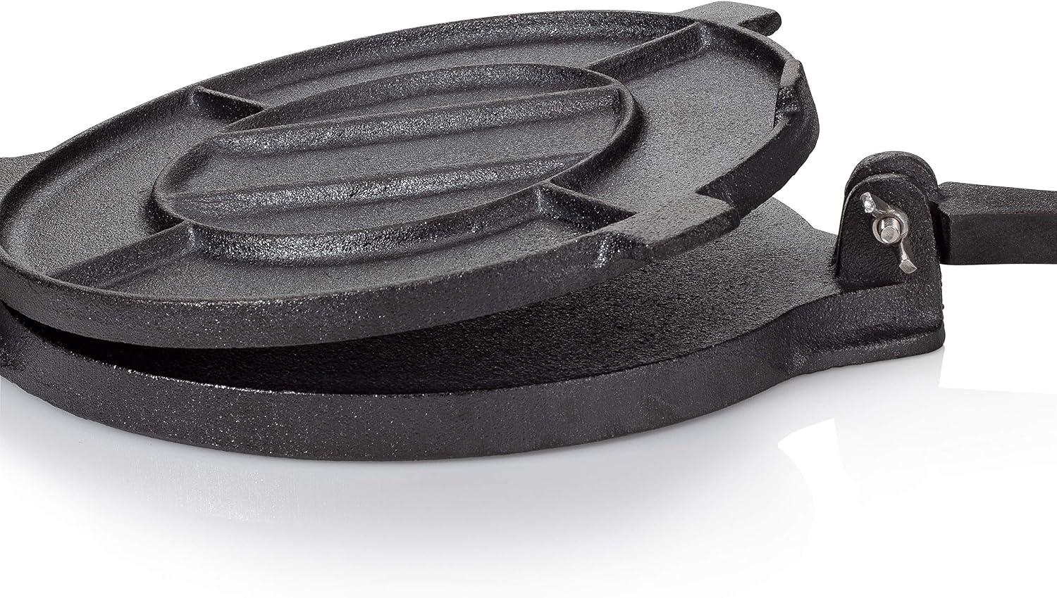 ICO Cast Iron Tortilla Press, Tortilla Maker for Corn and Flour Tortillas, Flatbread, Roti, Pataconera Pre-Seasoned