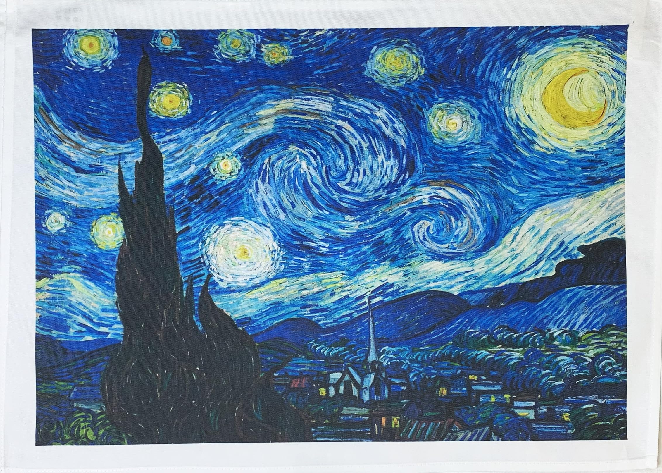 Half a Donkey Starry Night by Van Gogh Large Cotton Tea Towel