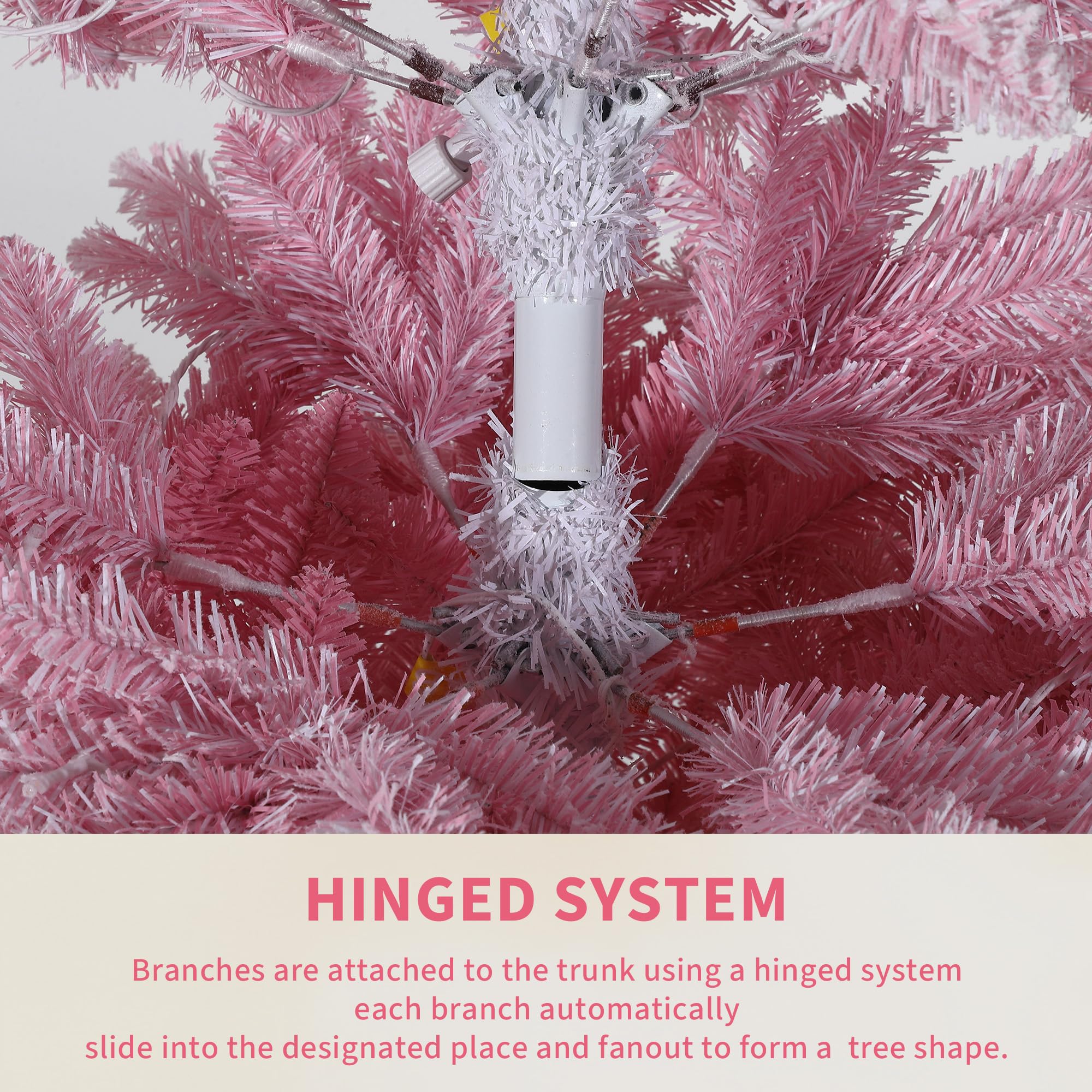 180cm Künstlicher Weihnachtsbaum mit 230 LED-Leuchte,610+ Tannennadel， Rosa Gradienten Tannenbaum Groß,Christmas tree für Weihnachten Dekoration, Wohnzimmer, Eingang, Weihnachtsbäume Faltbarem Ständer
