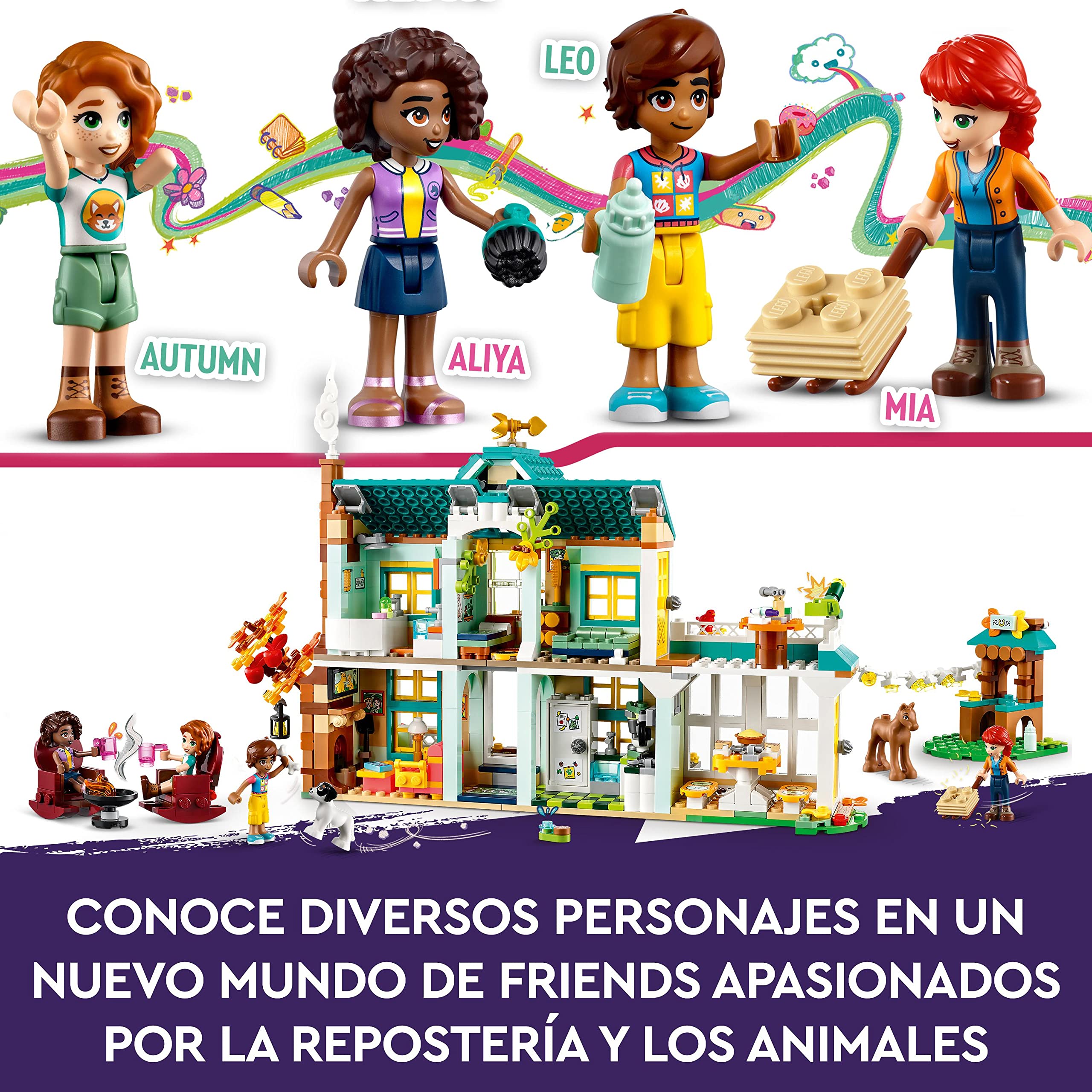 LEGO Friends Casa de Autumn, Casa de Muñecas con Accesorios, Juguete para Niñas y Niños de 7 Años, Figuras de Animales de Juguete y Mini Muñeca MIA, Personajes 2023 41730