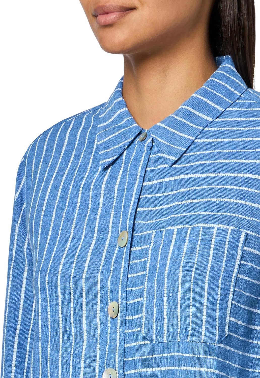 Ali Miles Women's Woven Printed Button Front Tunic Point Collar Roll Tab Sleeves - Image 3