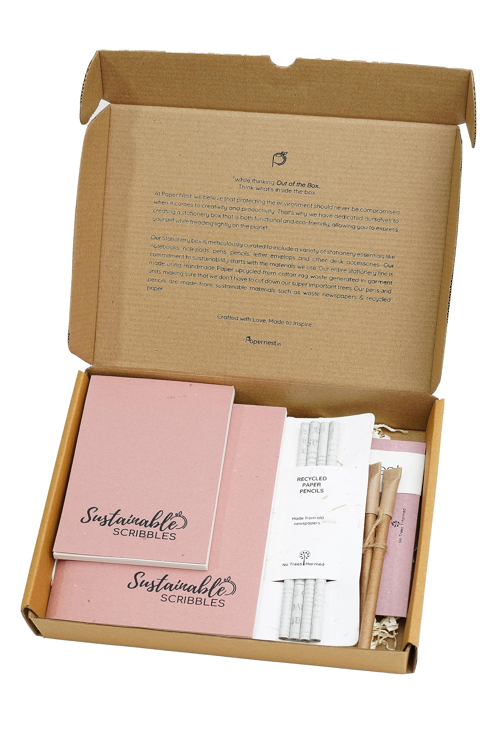 Papernest Joyful Bundle Blush | Earth-Friendly Gift Box with Notebook, Notepad, Pencils & Pen | Handmade Stationery Kit | Return Gift for Kids | Birthday Gift Set