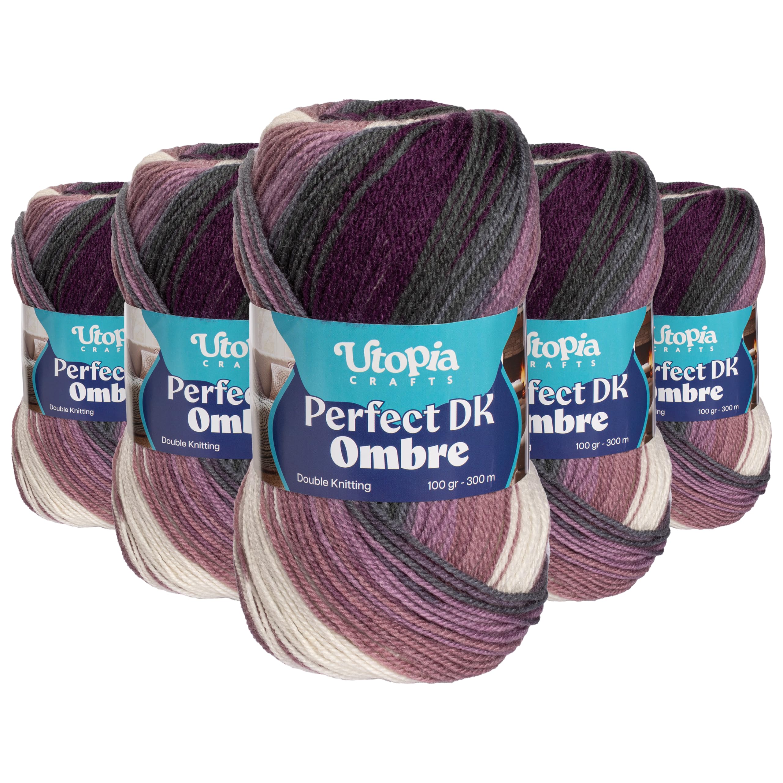 Utopia Crafts DK Ombre Multicolour Double Knitting Yarn 5X 100g (004)