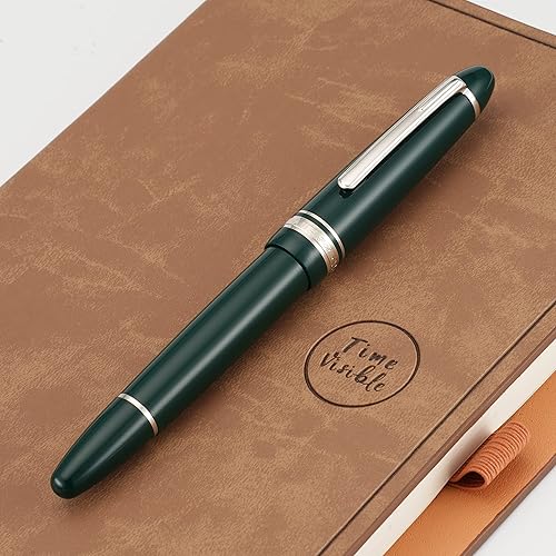 Miniatura 8 de Majohn P136 - Pluma estilográfica de pistón extra fina con caja, juego de bolígrafos de regalo de escritura de resina verde