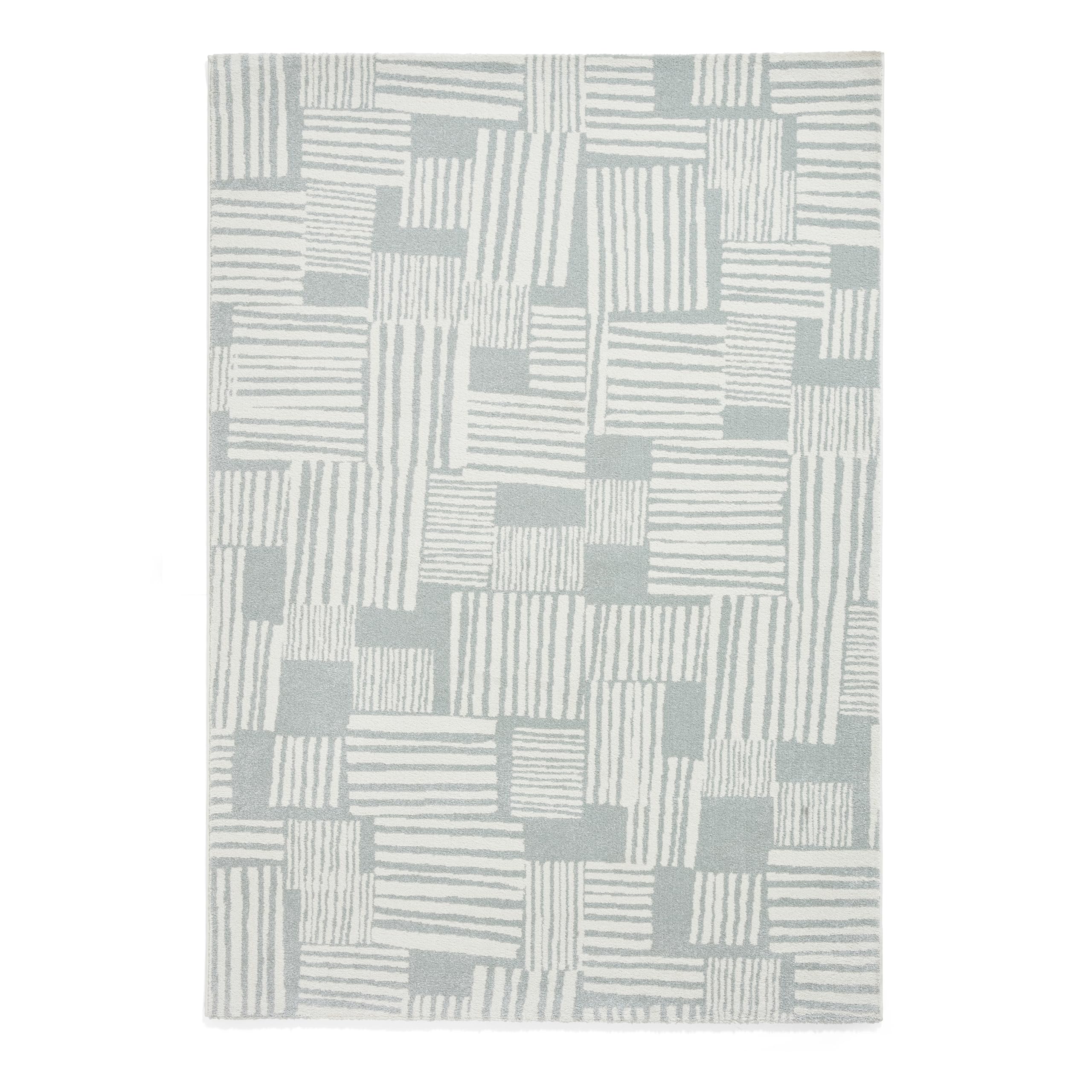 Think Rugs Catherine Lansfield Blocks Modern Abstract Rug, Sage Green