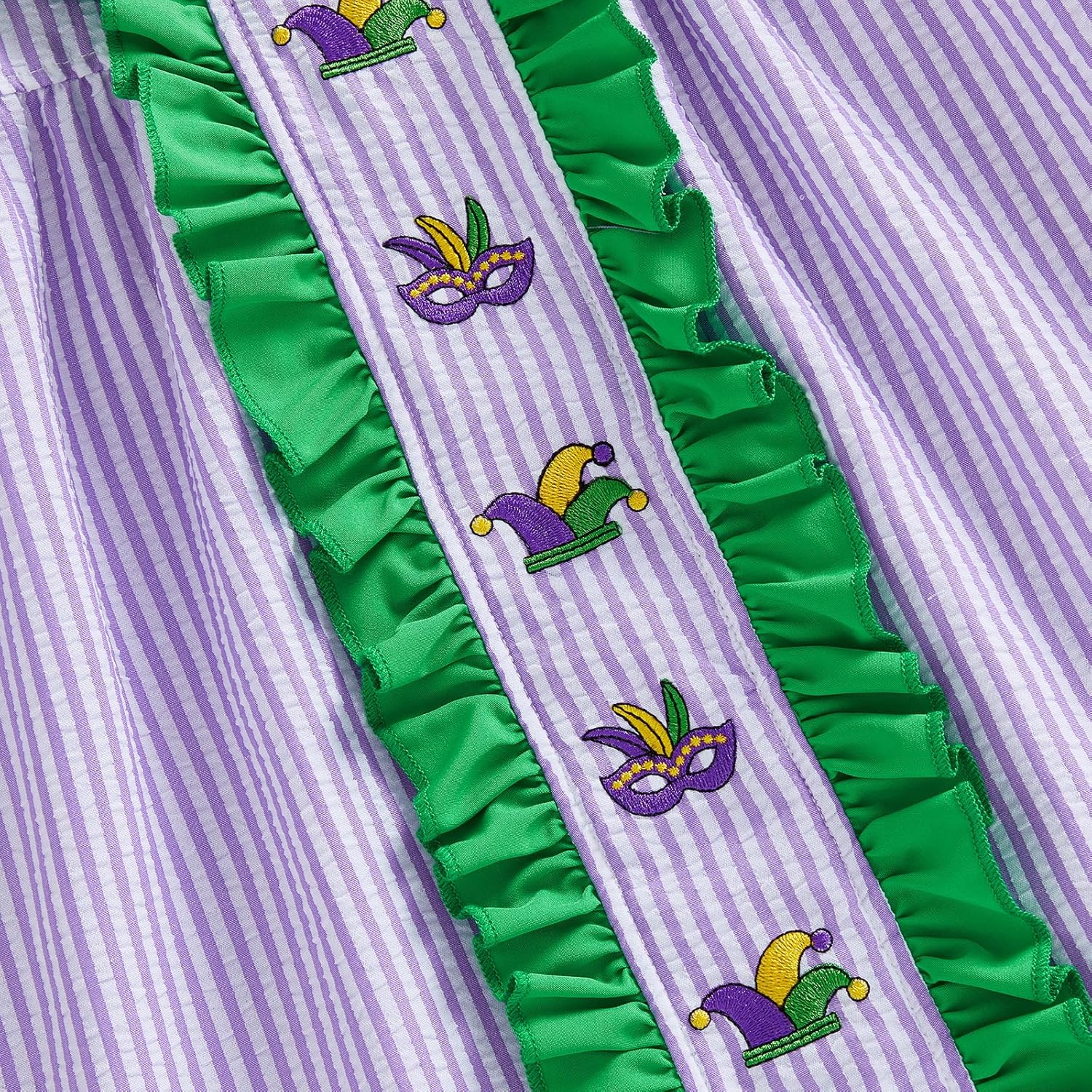 Toddler Baby Girl Mardi Gras Outfit Smocked Dress Stripe Ruffle Dresses Little Girls Carnival Clothes - Image 6